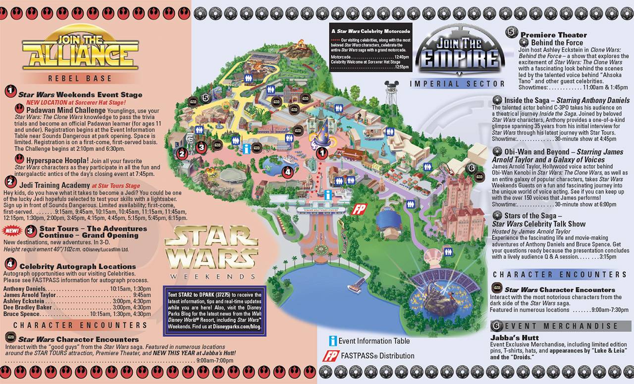 2011 Star Wars Weekends May 27-29 guide map