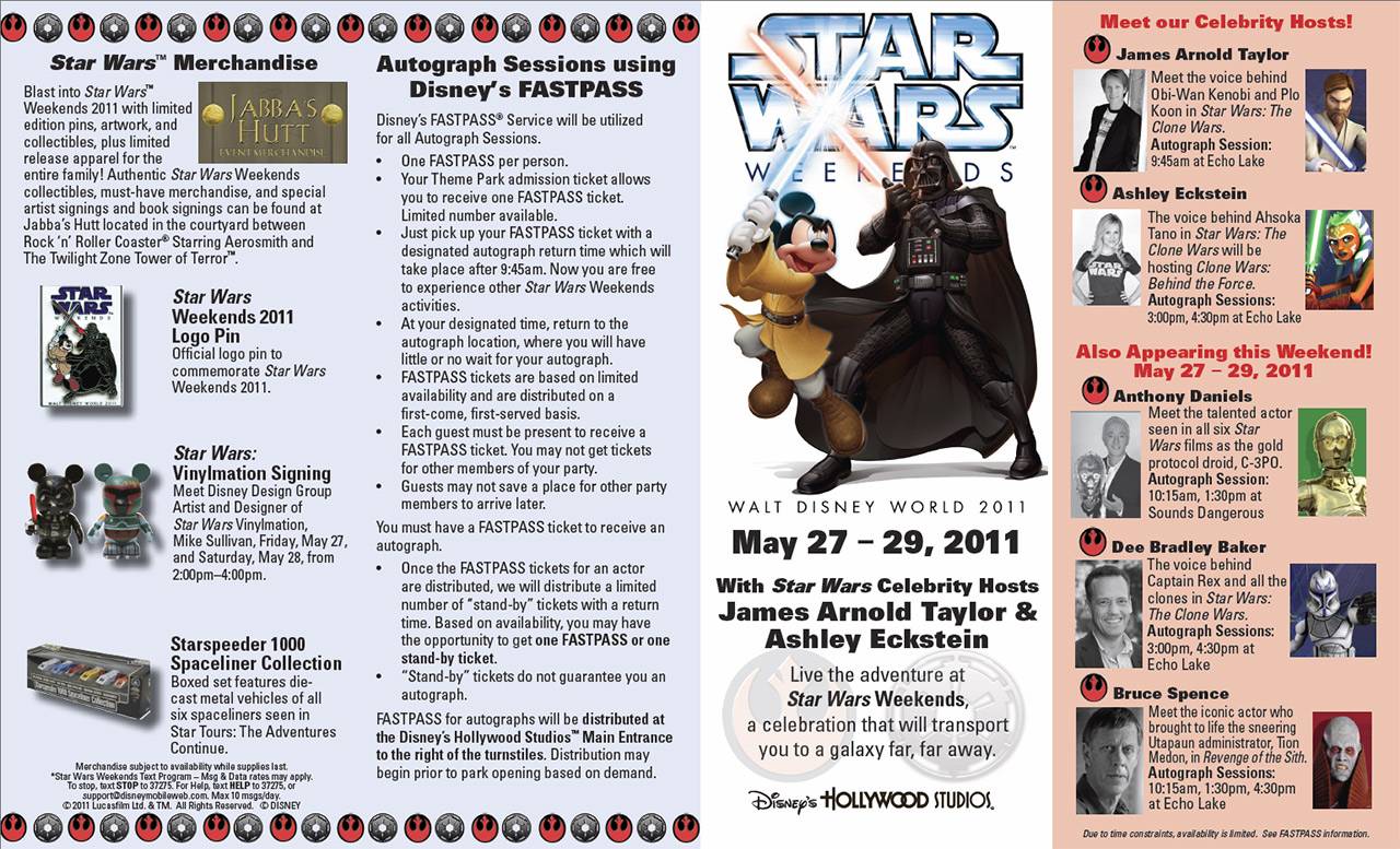 2011 Star Wars Weekends May 27-29 guide map