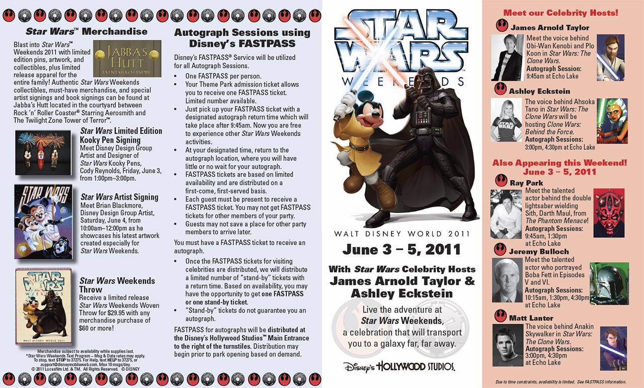 2011 Star Wars Weekends June 3-5 guide map