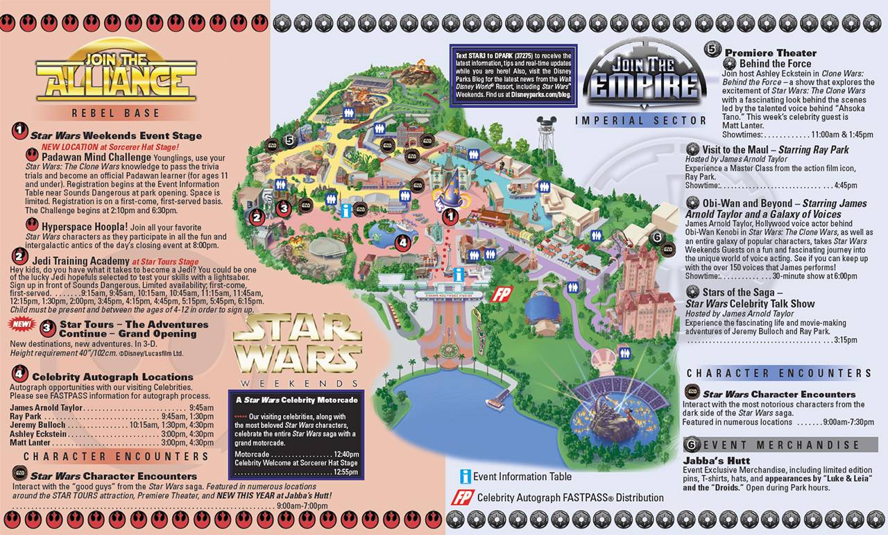 Star Wars Weekends guide map for June 3 - 5