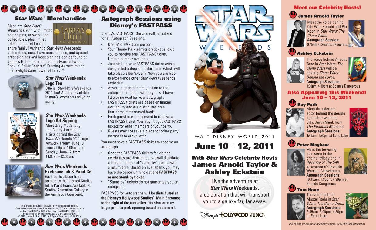 2011 Star Wars Weekends June 10-12 guide map 