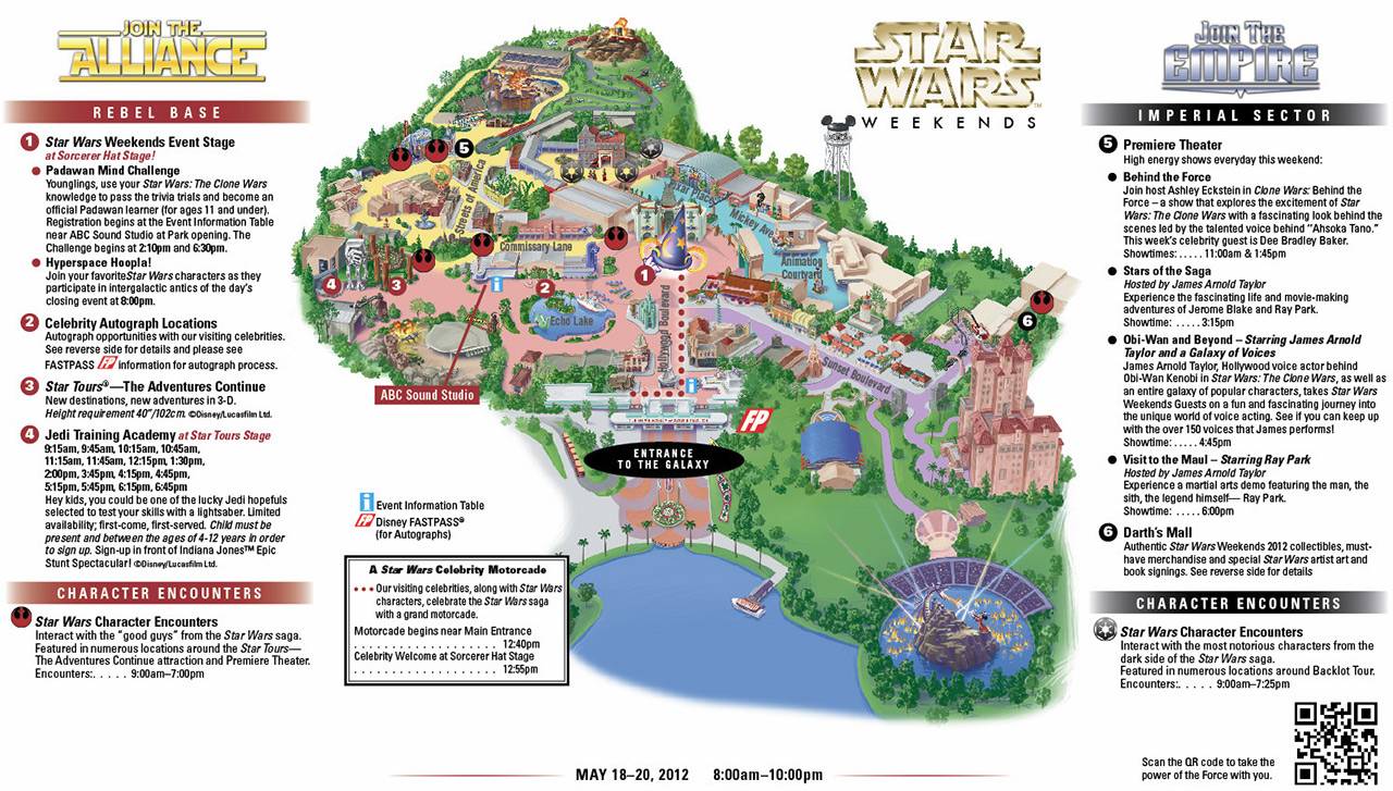2012 Star Wars Weekends May 18-20 guide map