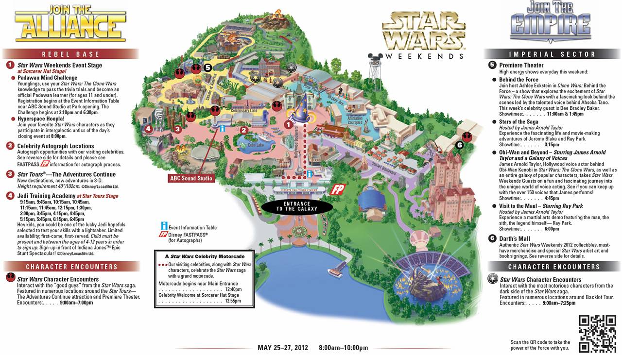 2012 Star Wars Weekends May 25-27 guide map 