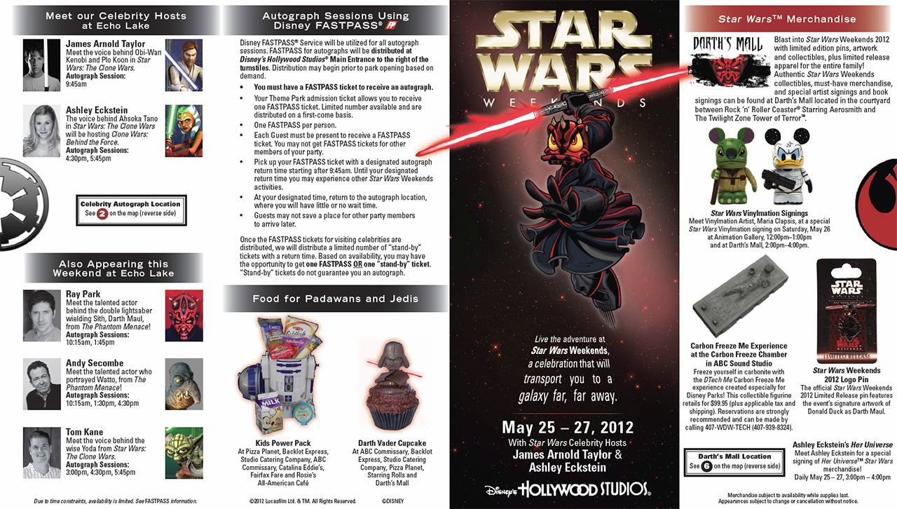 2012 Star Wars Weekends May 25-27 guide map 