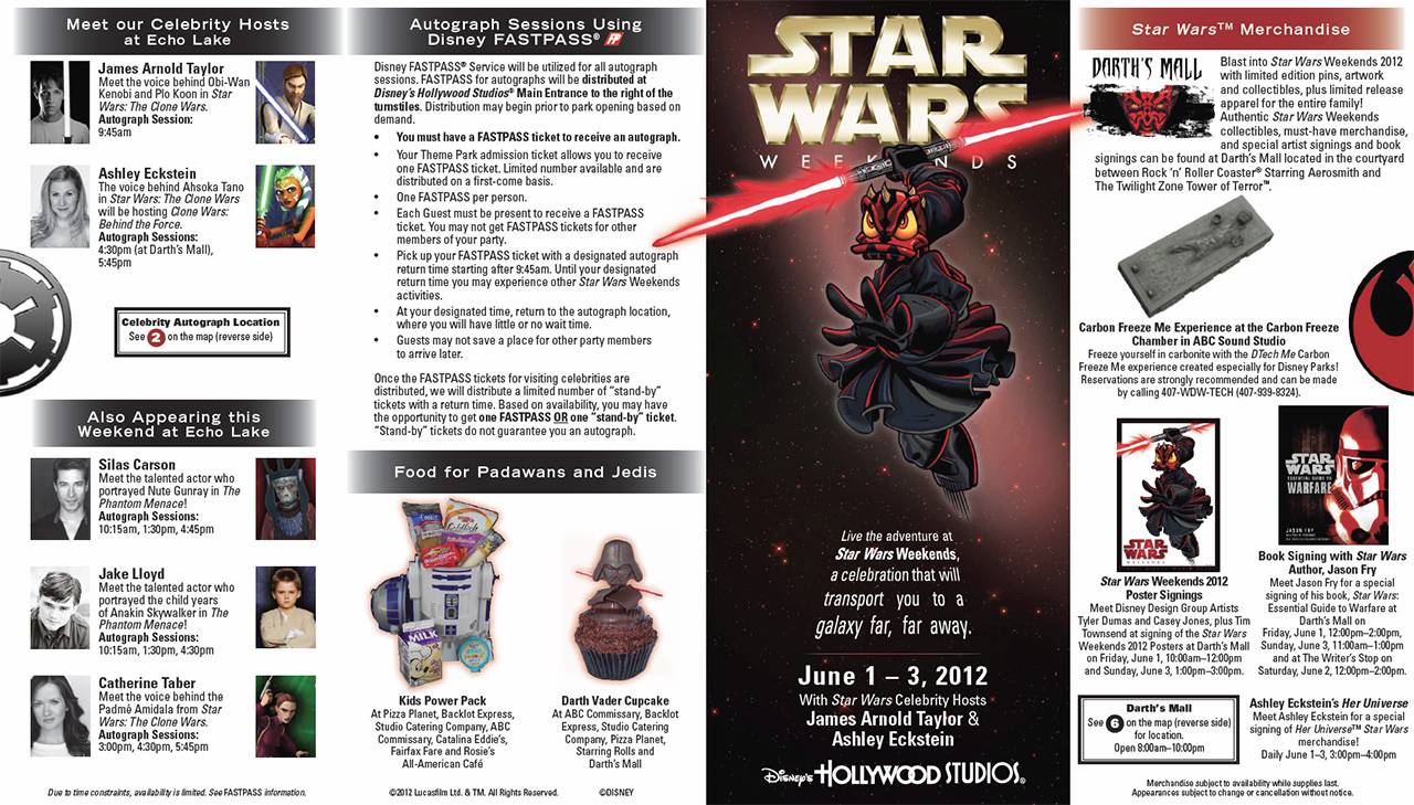 2012 Star Wars Weekends June 1 - June 3 guide map