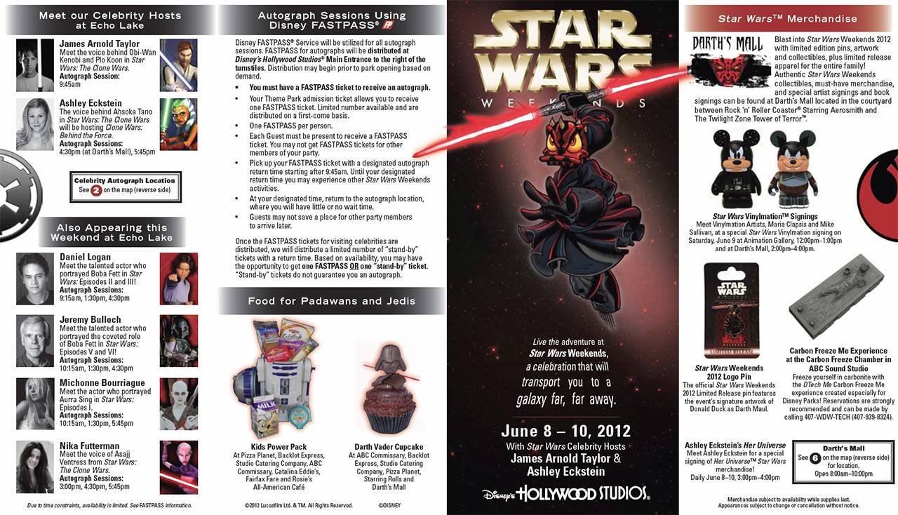 2012 Star Wars Weekends June 8 - June 10 guide map