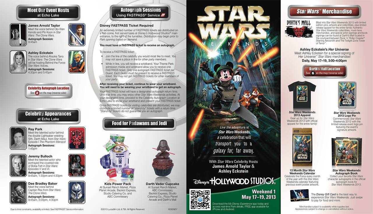 2013 Star Wars Weekends May 17-19 guide map