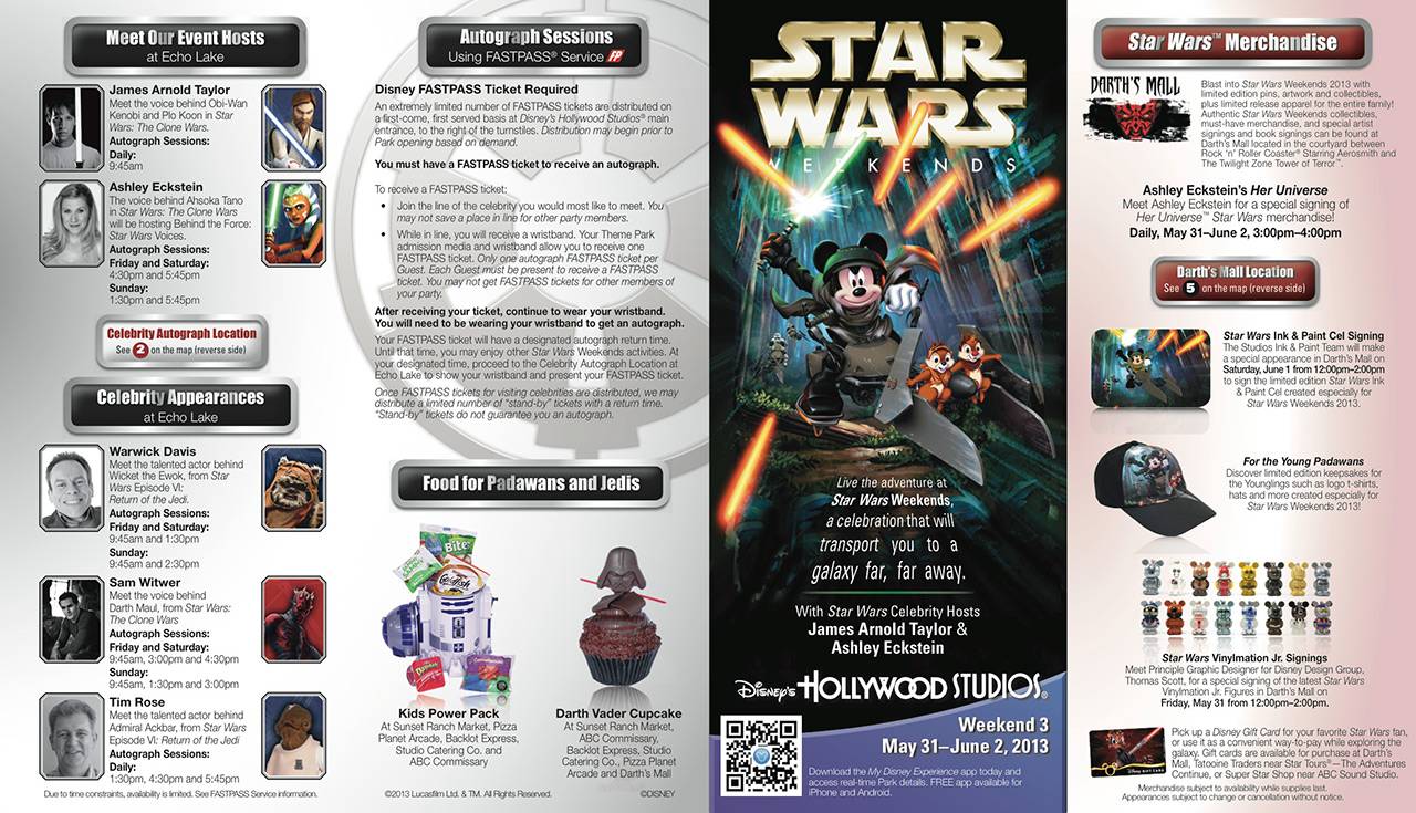 2013 Star Wars Weekends May 31-June 2 guide map
