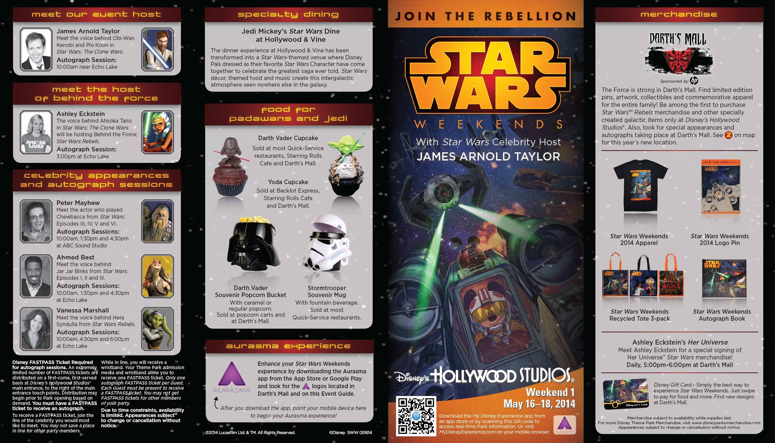 2014 Star Wars Weekends May 16-18 Weekend 1 guide map - front
