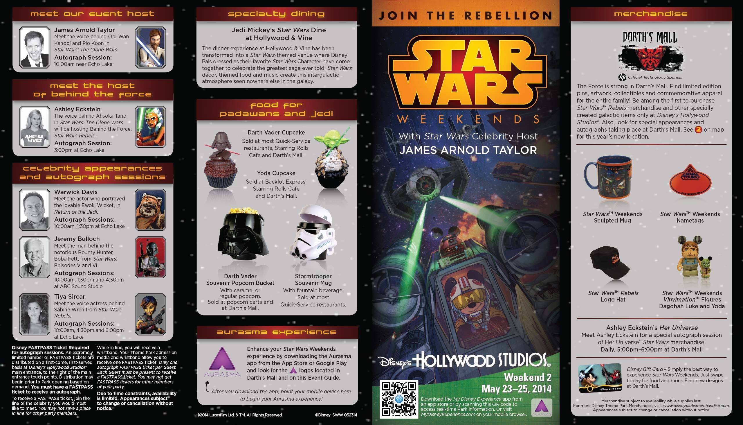 2014 Star Wars Weekends May 23 - 25 Weekend 2 guide map front