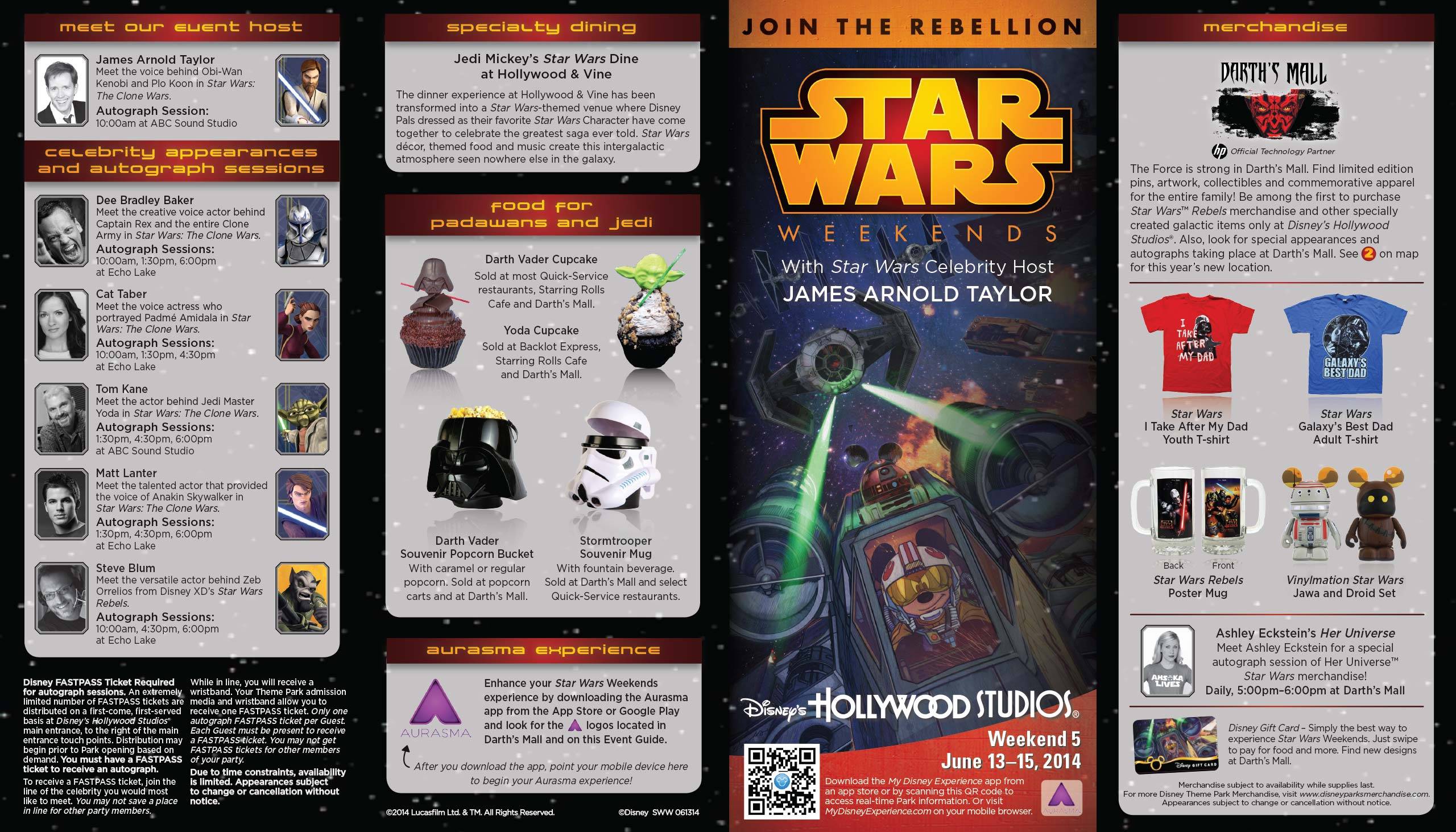 2014 Star Wars Weekends June 13 - 15 Weekend 5 guide map