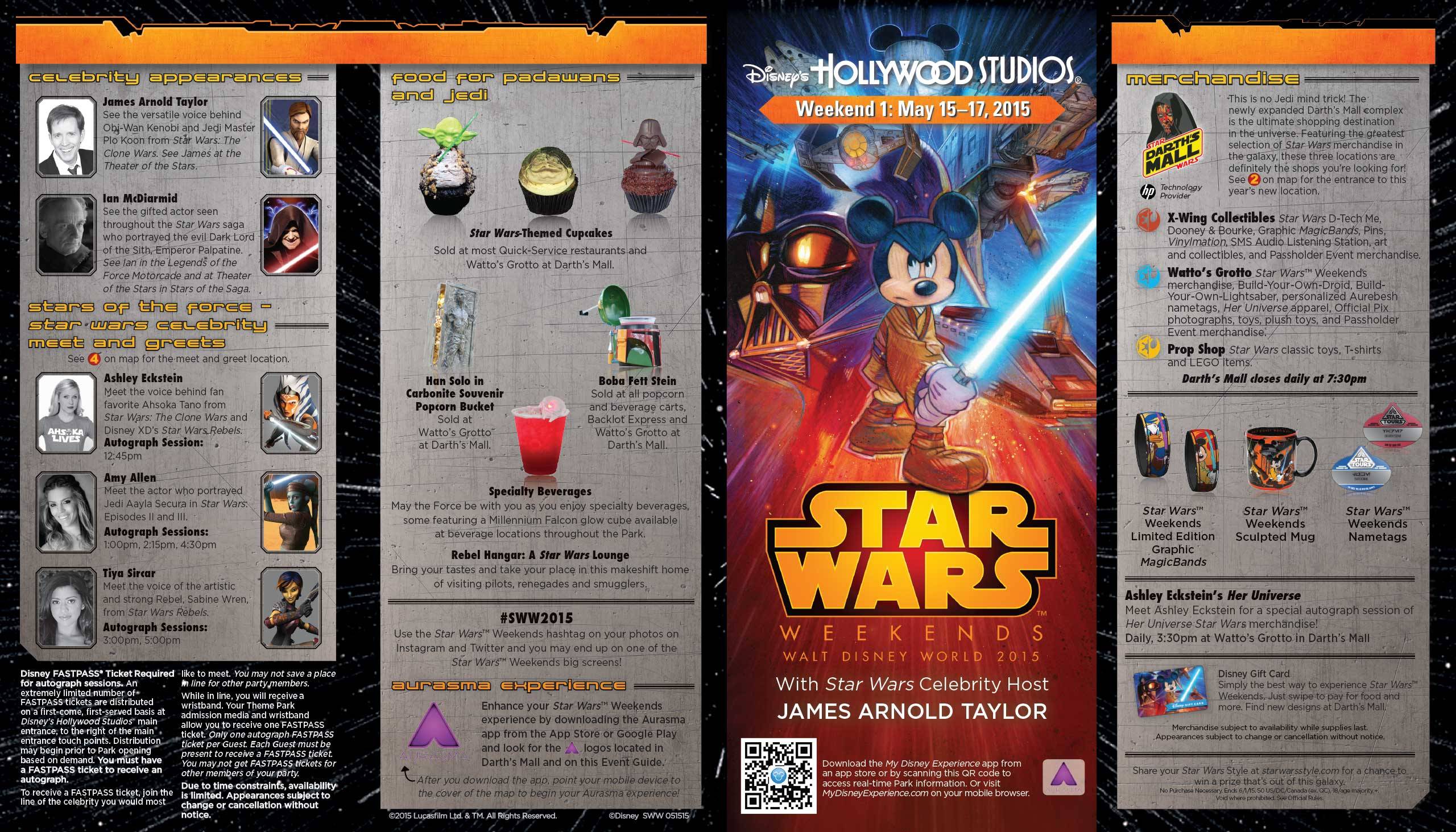 2015 Star Wars Weekends May 15-17 Weekend 1 guide map - Front