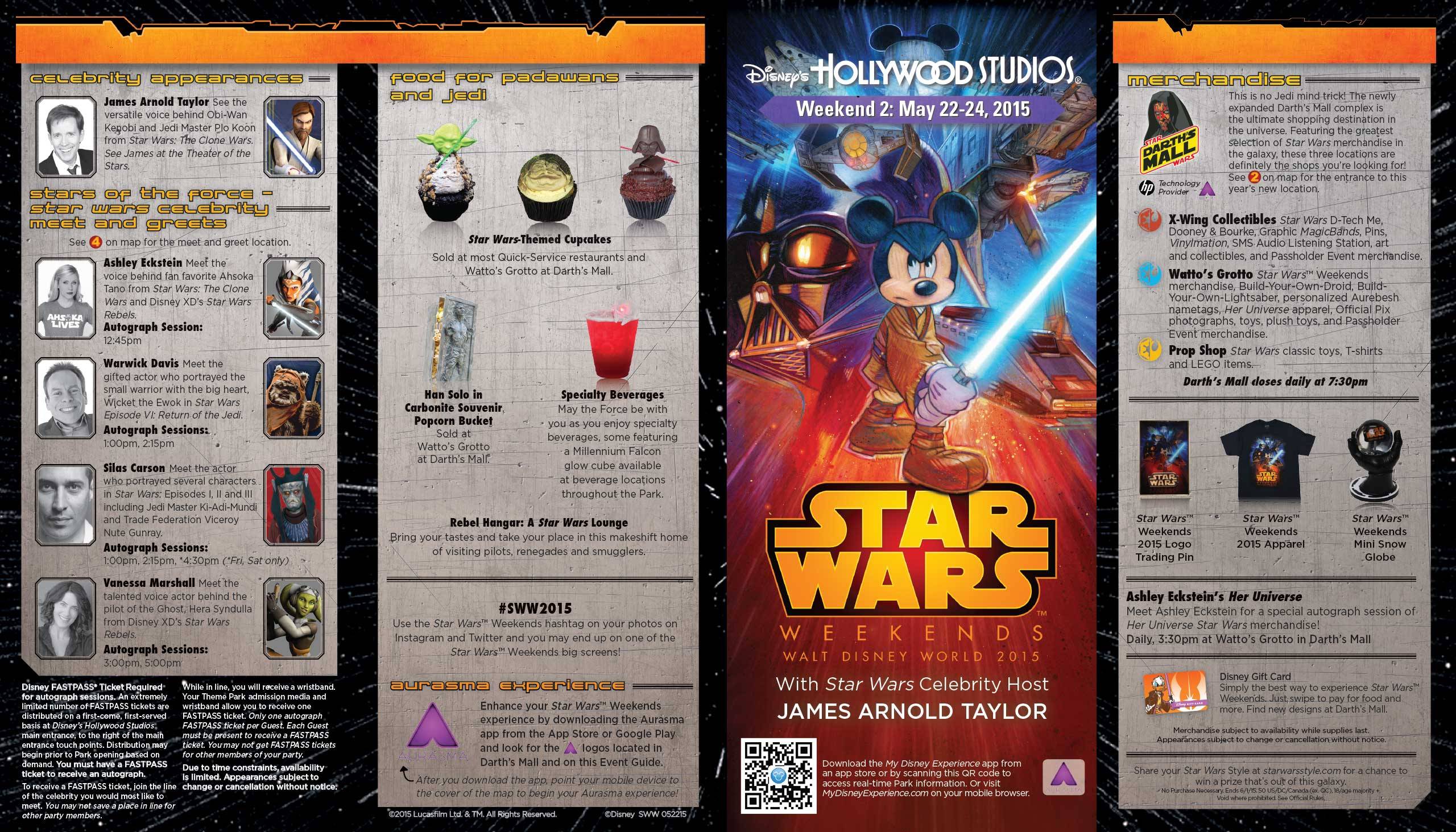 2015 Star Wars Weekends May 22-24 Weekend 2 guide map - Front