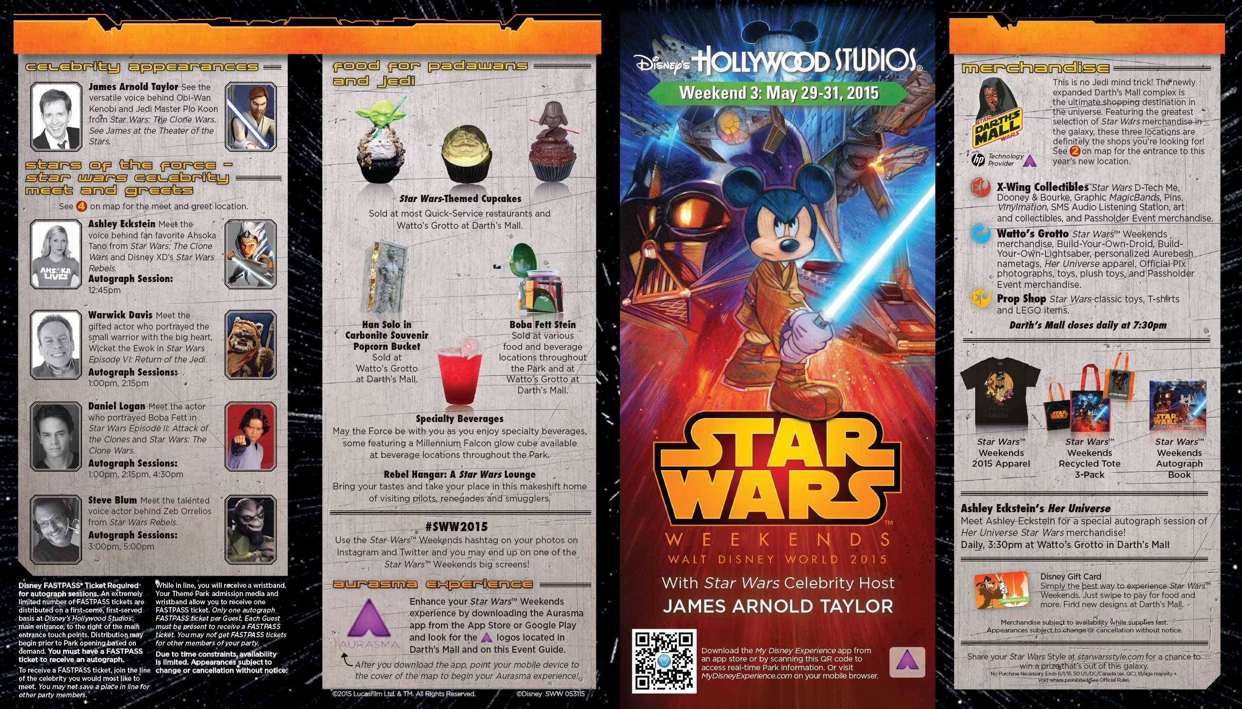 2015 Star Wars Weekends May 29-31 Weekend 3 guide map - Front