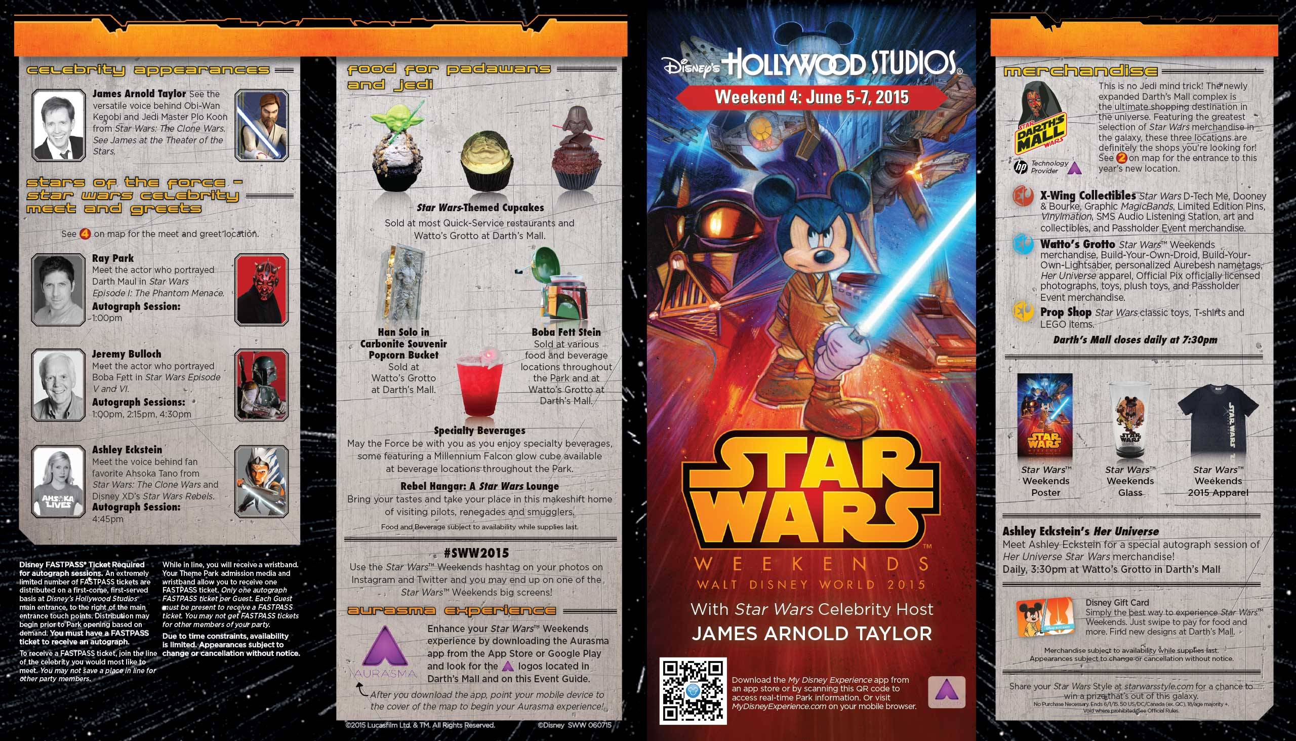 2015 Star Wars Weekends June 5 - 7 Weekend 4 guide map - Front