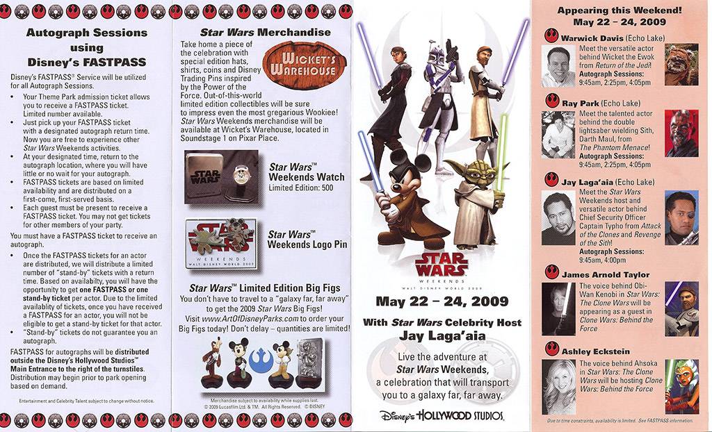 2009 Star Wars Weekends guide map