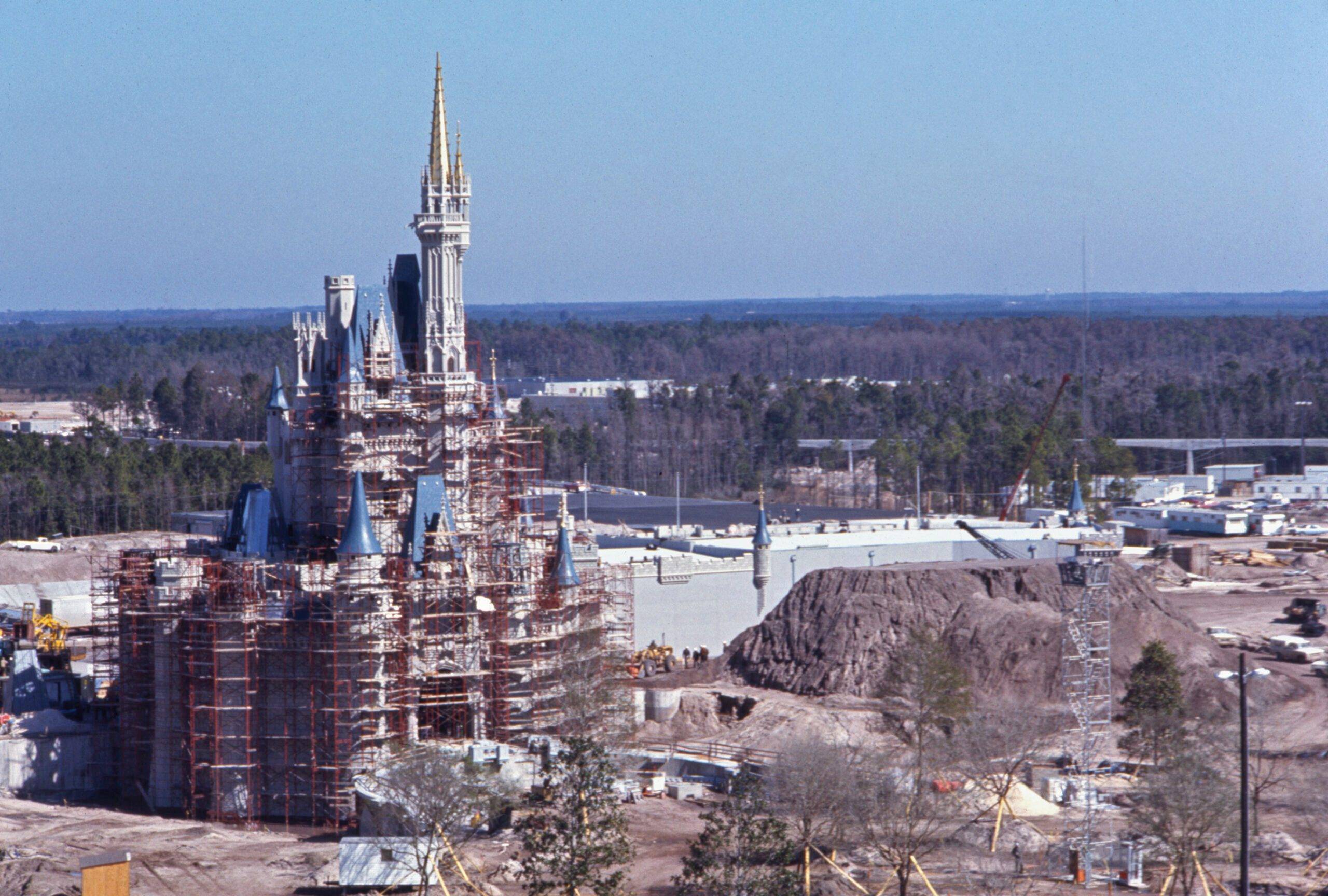 Cinderella Castle under construction at Magic Kingdom Park in 1971 at Walt Disney World Resort