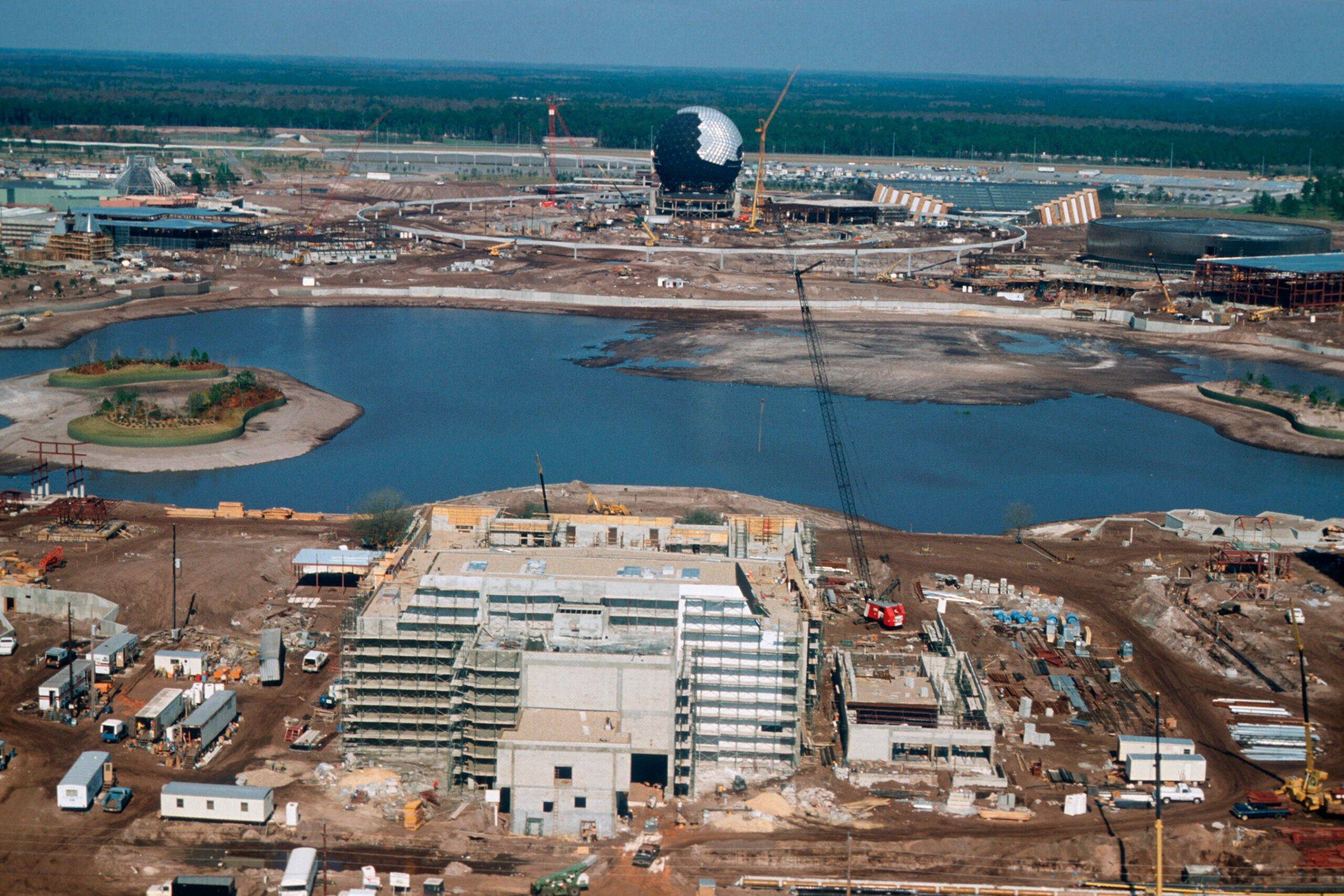 EPCOT under construction in 1982 at Walt Disney World Resort