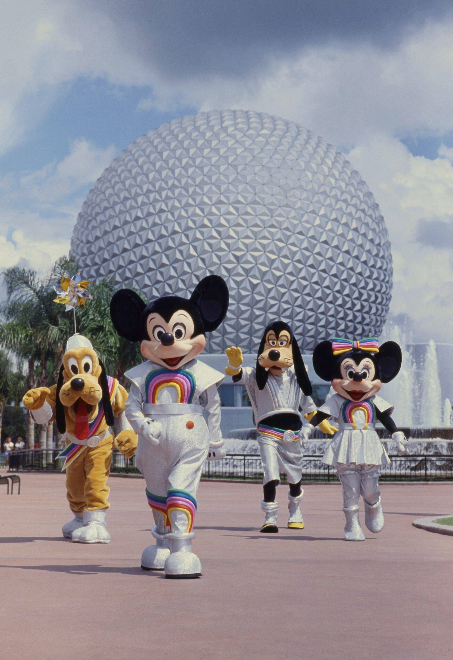 Mickey and pals at EPCOT in 1989 at Walt Disney World Resort