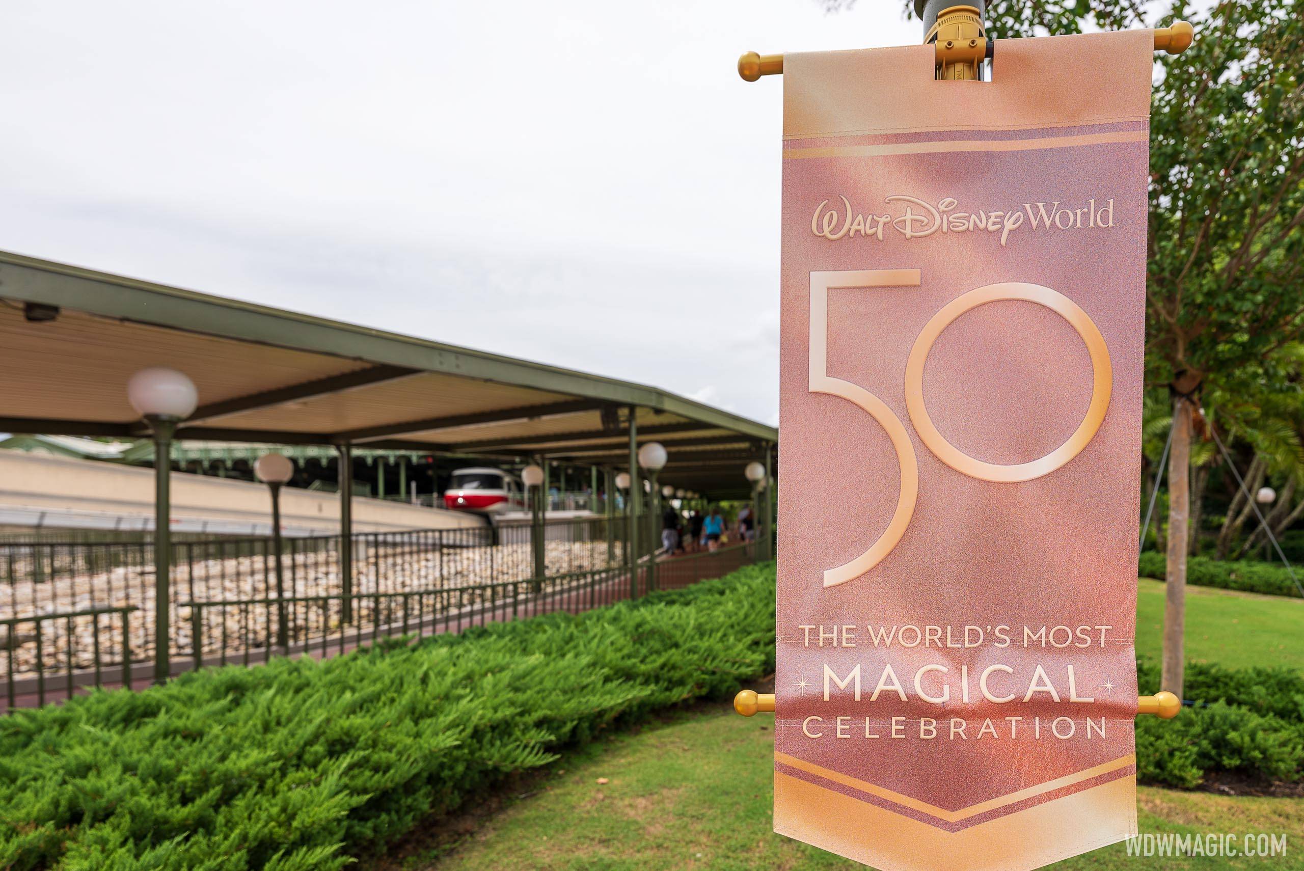 Walt Disney World 50th anniversary banners arrive at the Magic Kingdom