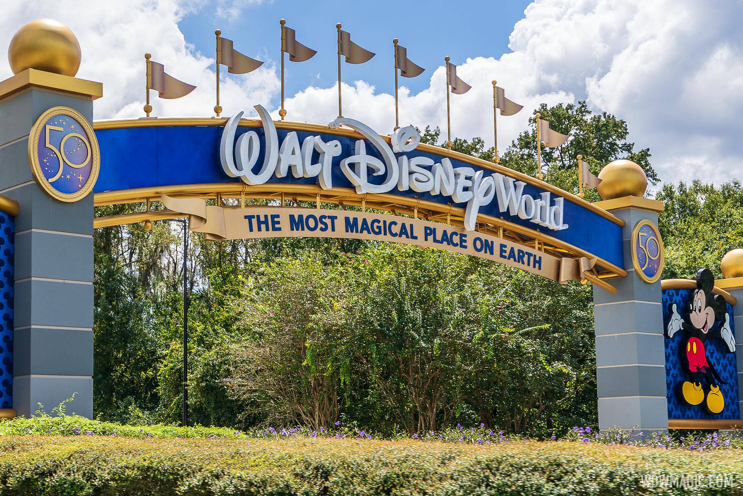 50th-anniversary crest added to Walt Disney World's entrance gateways