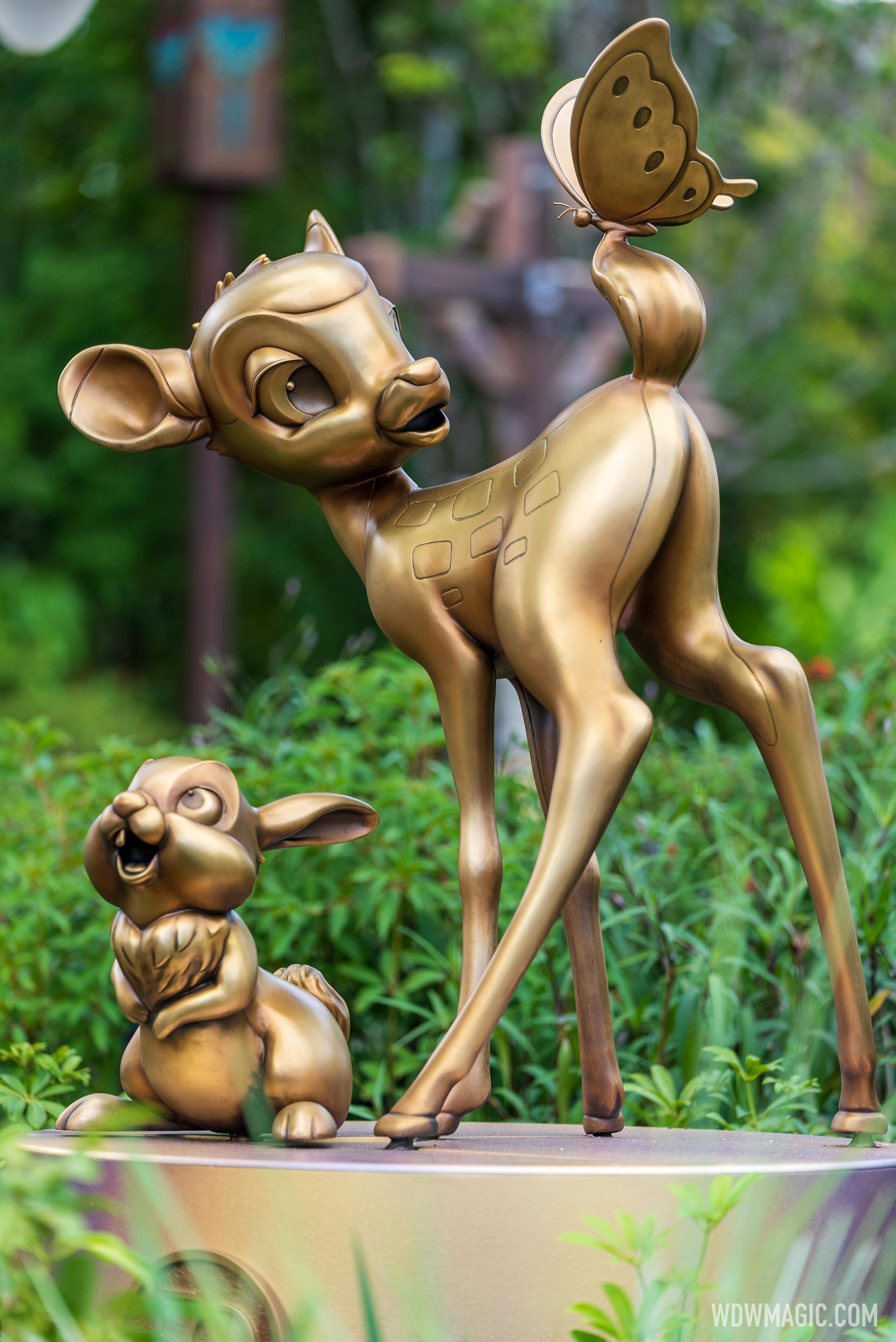 Disney Fab 50 golden character statues at Disney's Animal Kingdom