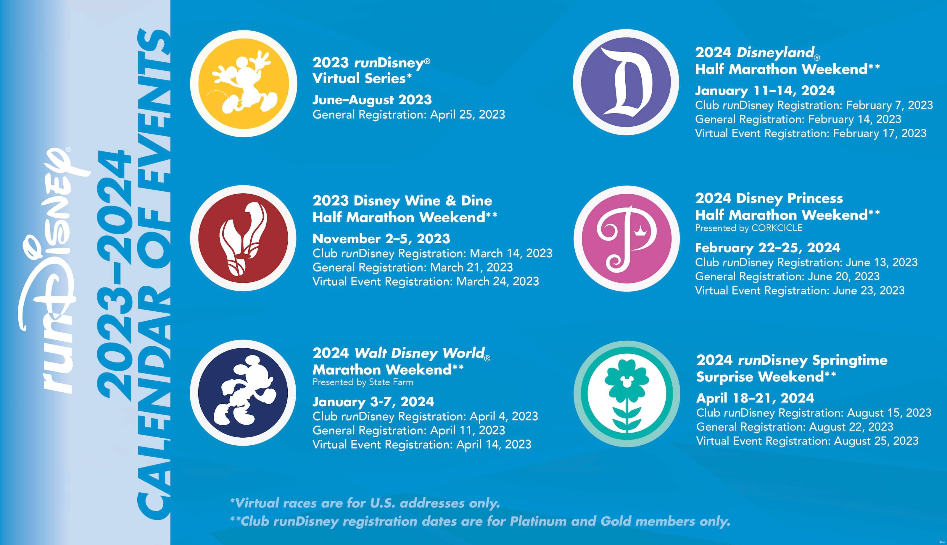 runDisney Race Season dates for 2023 - 2024 including the return of the Disneyland Half Marathon