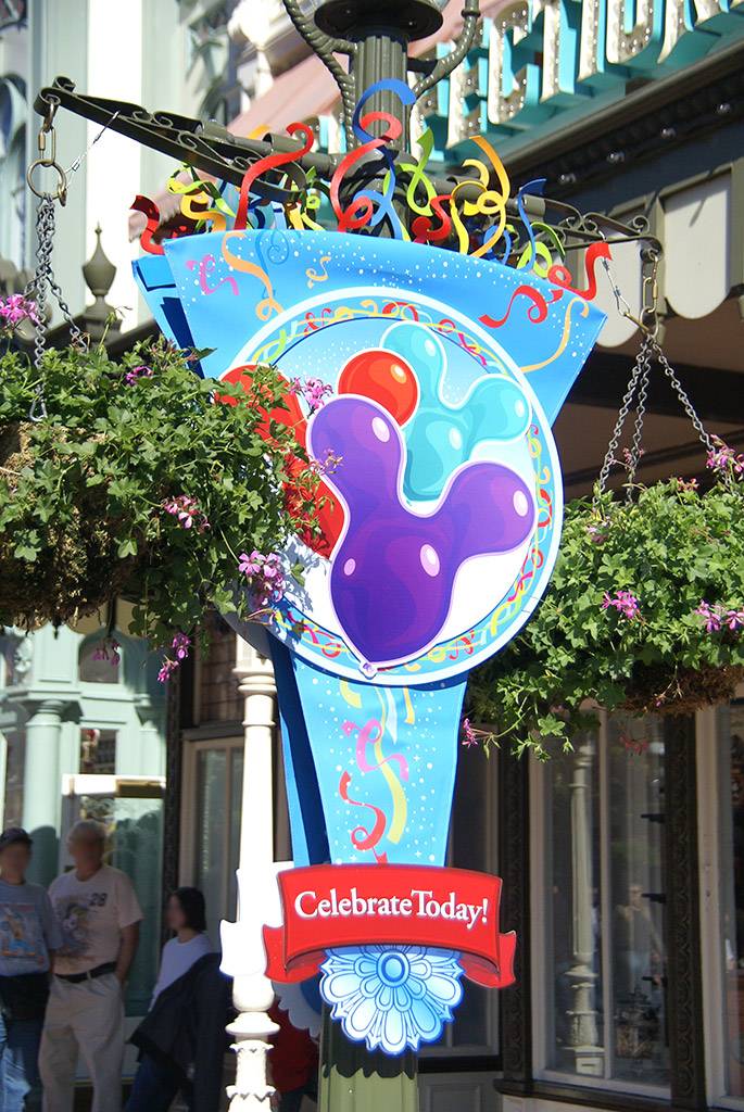 Celebrate Today banners in the Magic Kingdom