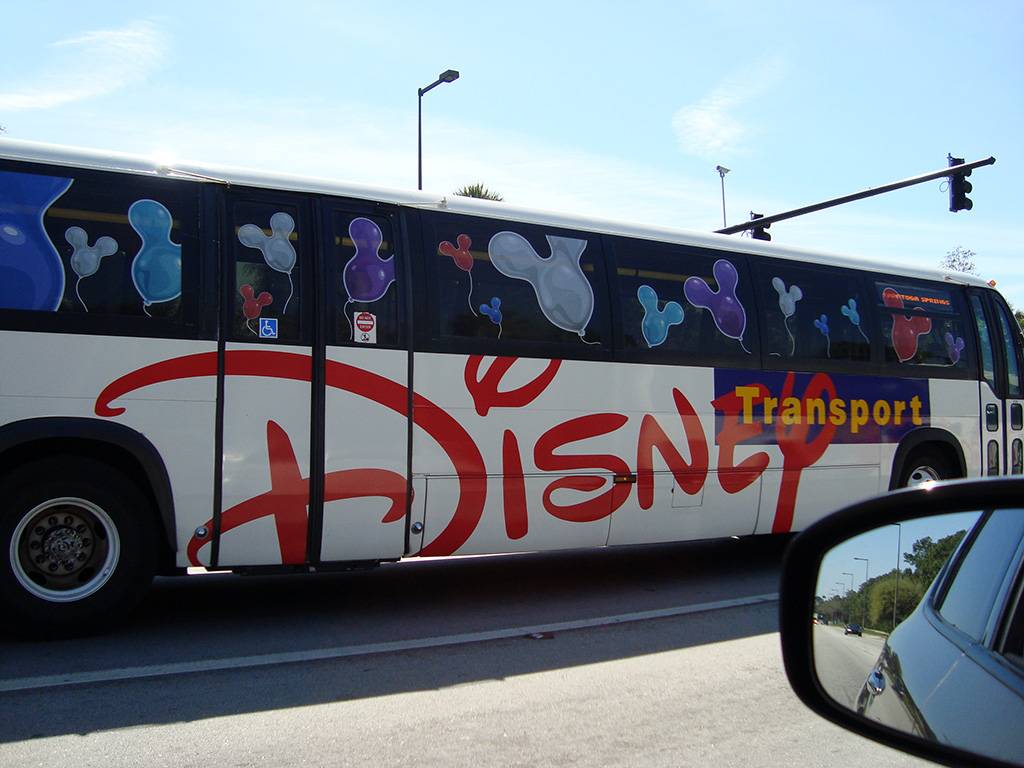 Celebrate Today graphics on Disney buses