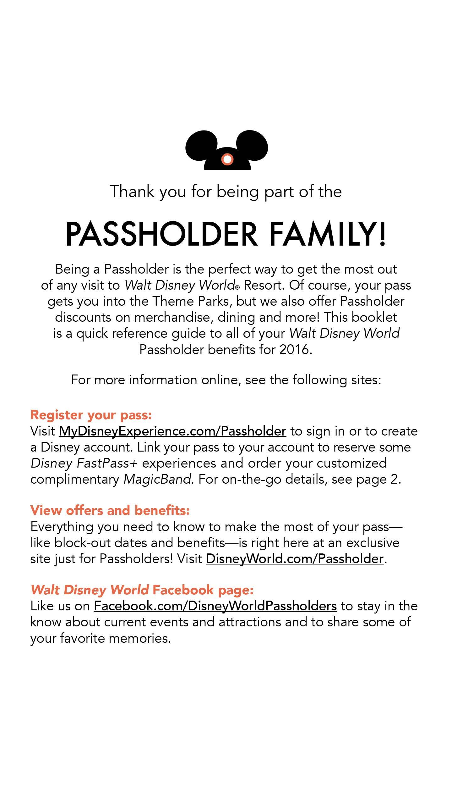 2016 Passholder Benefits Guide