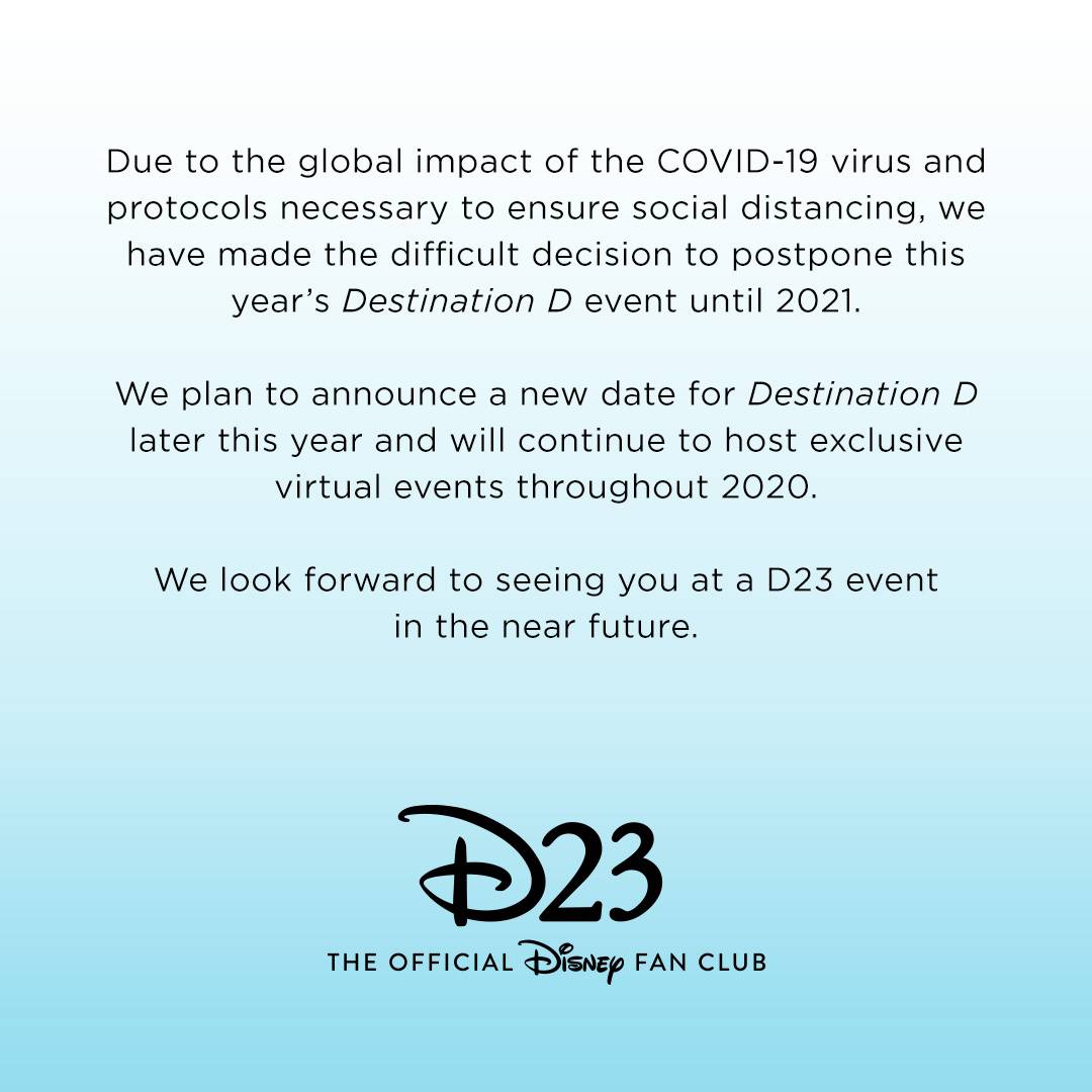 Destination D postponement notice