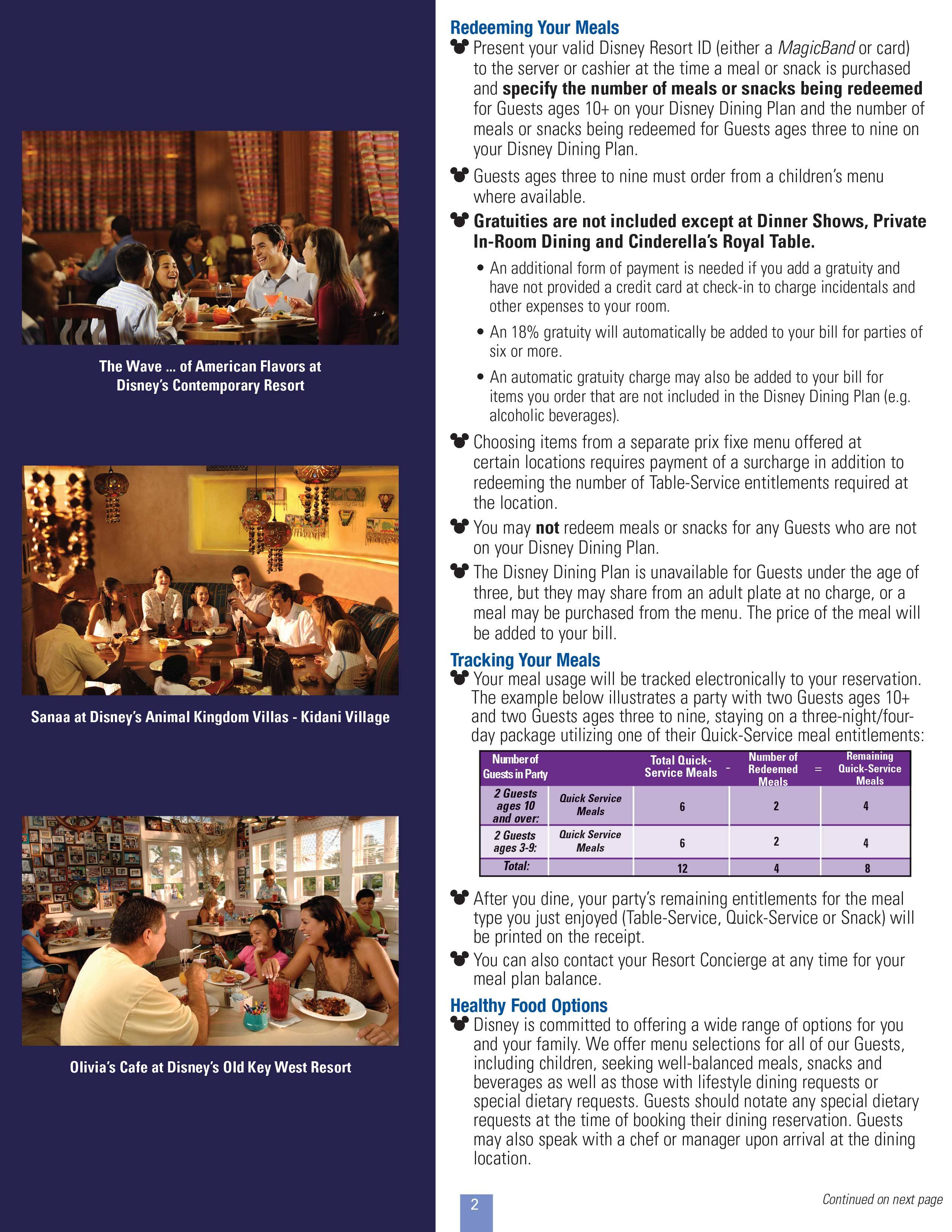 2015 Disney Dining Plan brochure - Page 2