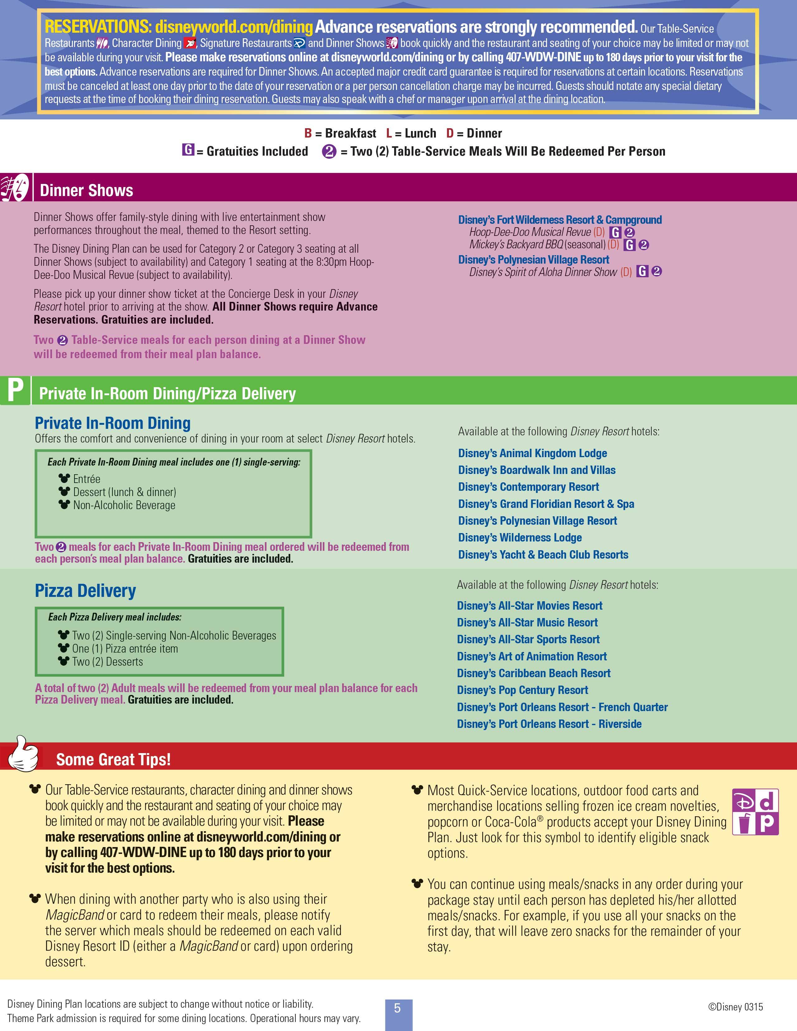 2015 Disney Dining Plan brochure - Page 5