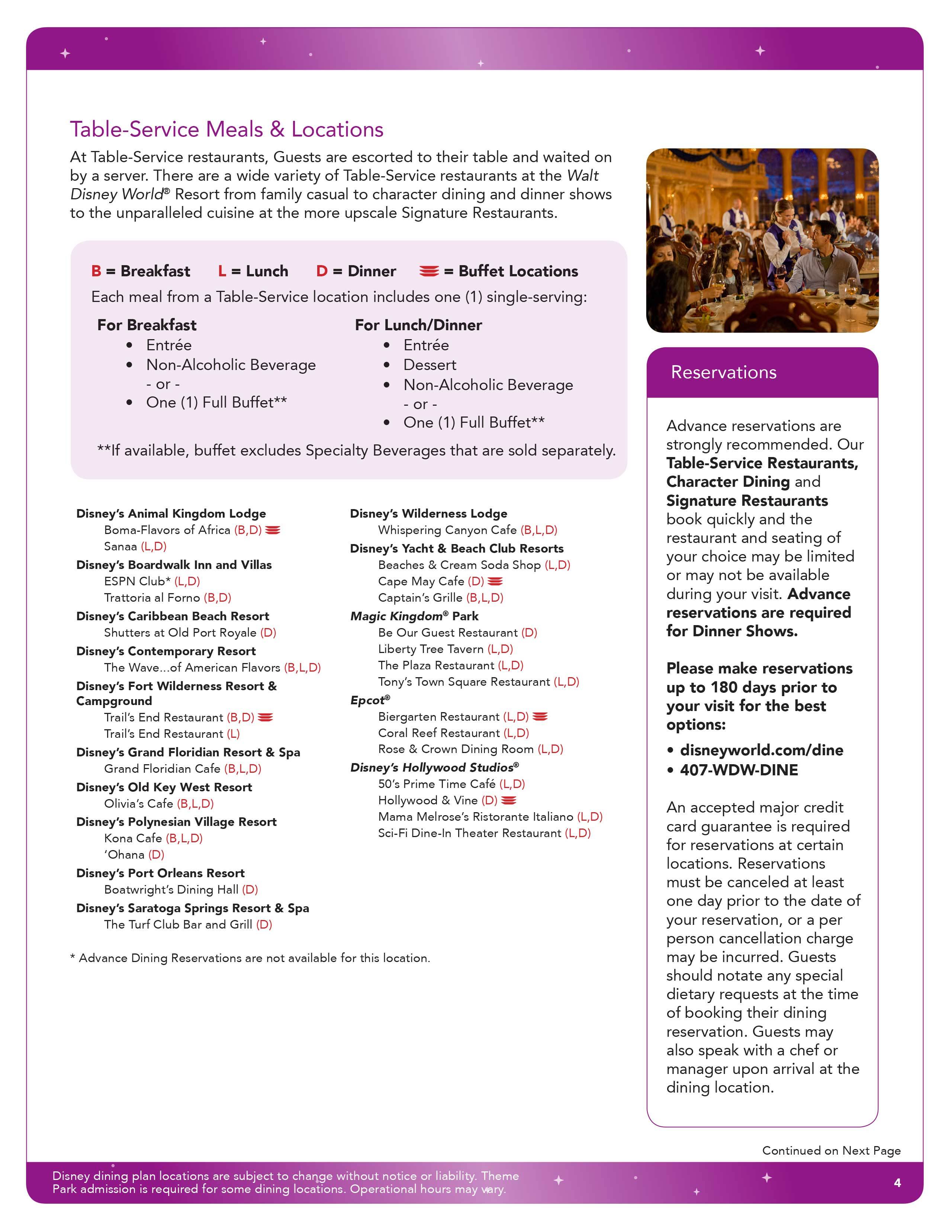 2016 Disney Dining Plan brochure - Page 4