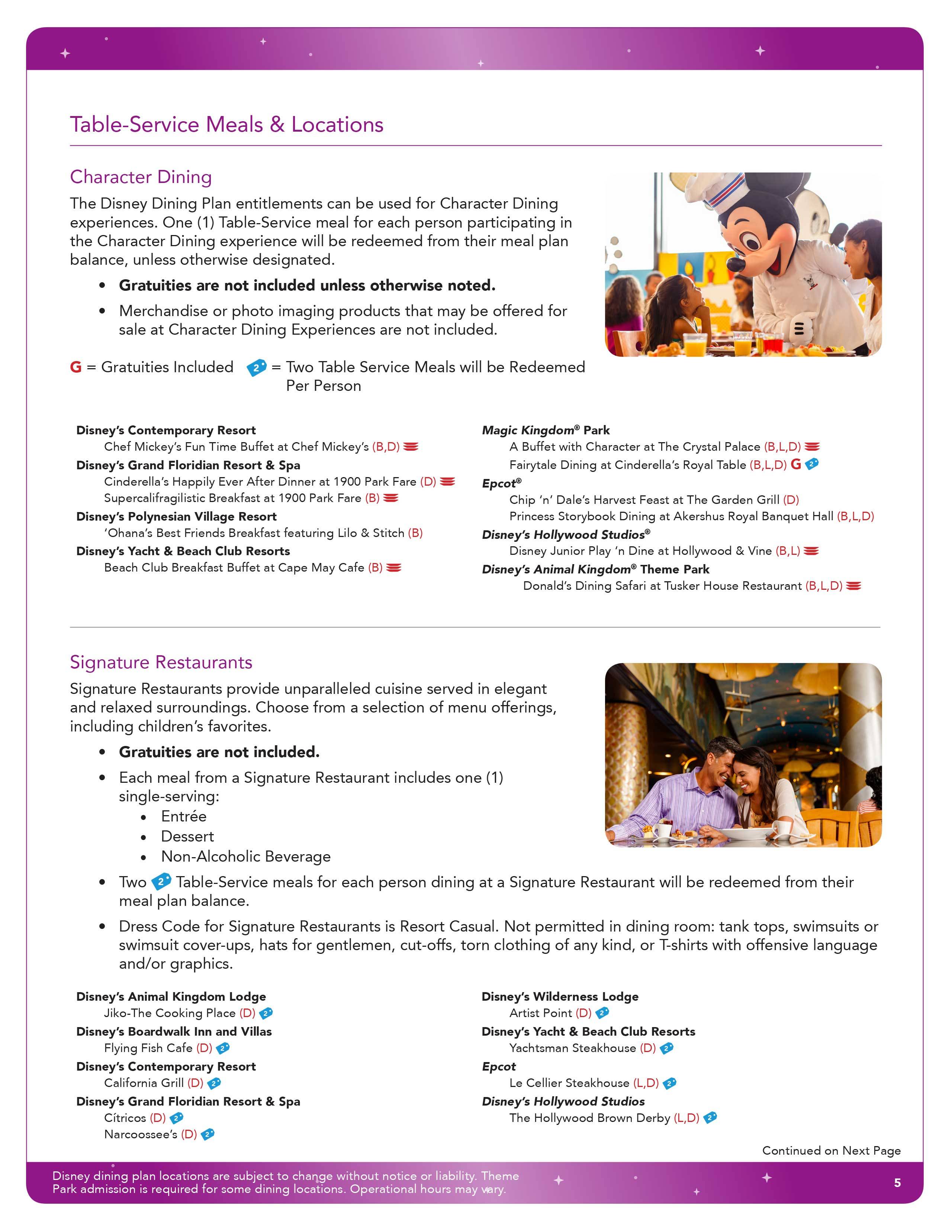 2016 Disney Dining Plan brochure - Page 5