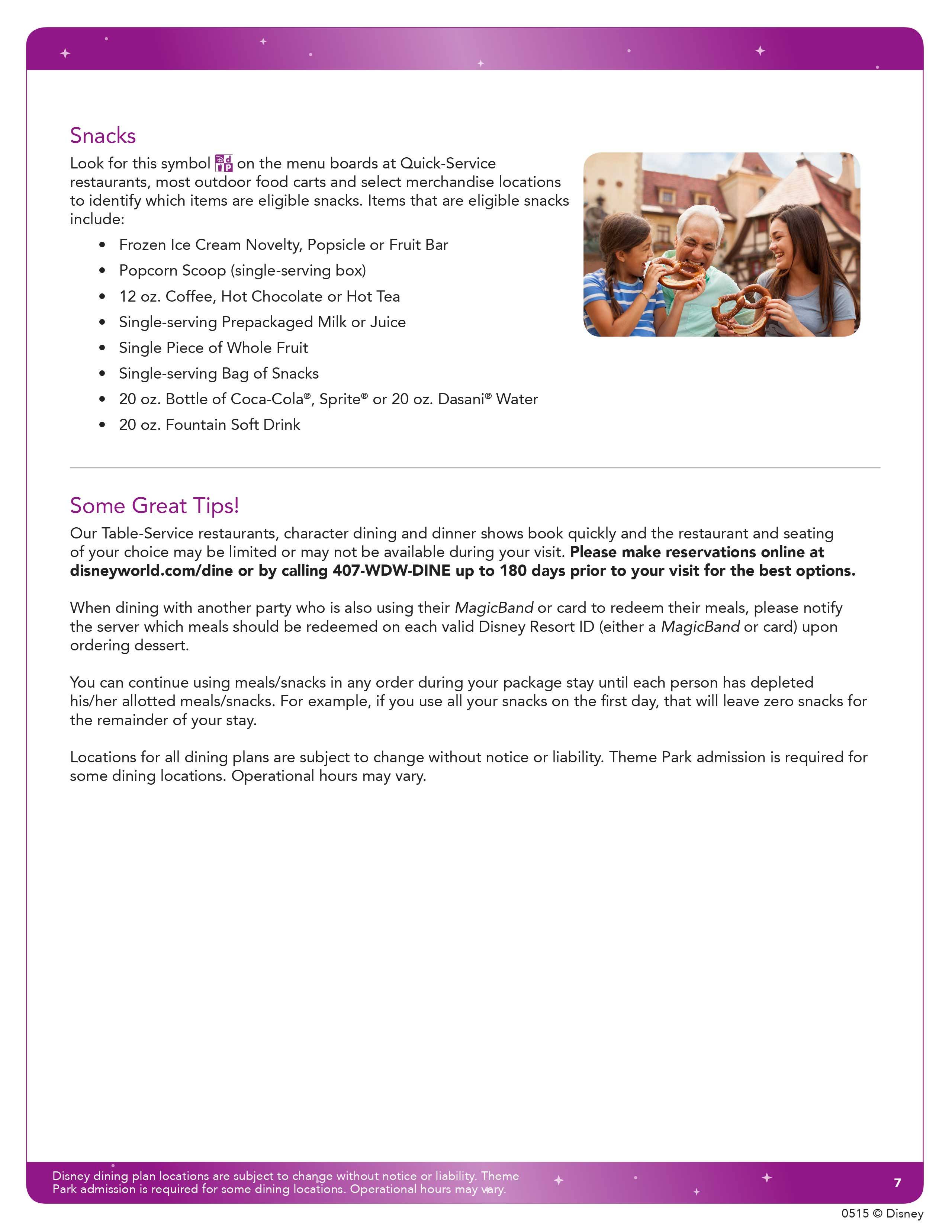 2016 Disney Dining Plan brochure - Page 7