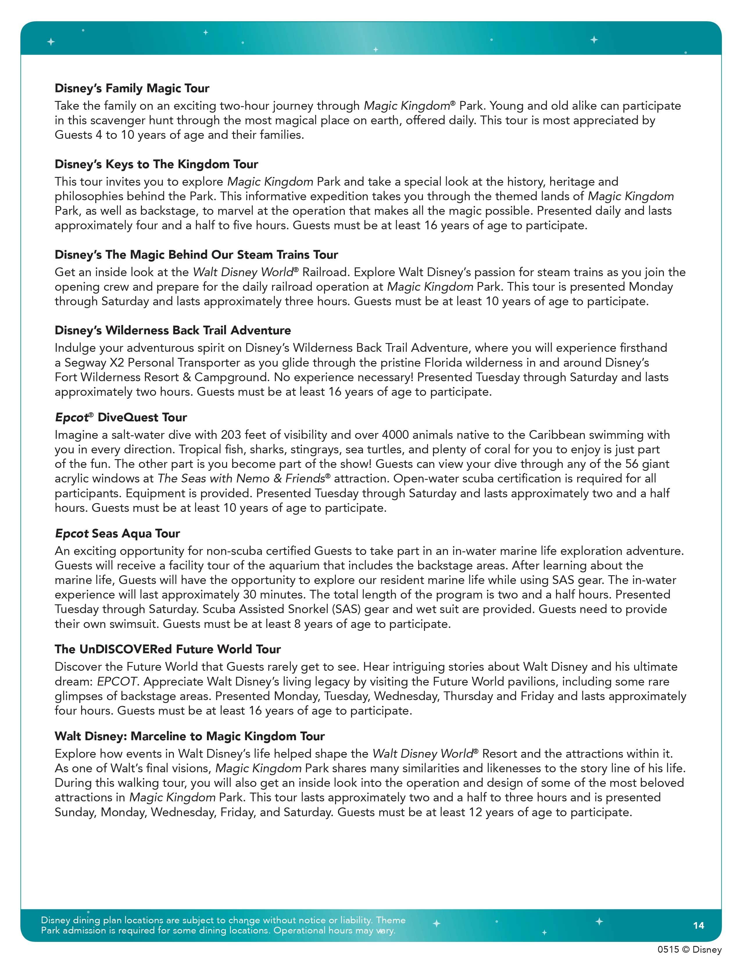 2016 Disney Platinum Dining Plan brochure - Page 6