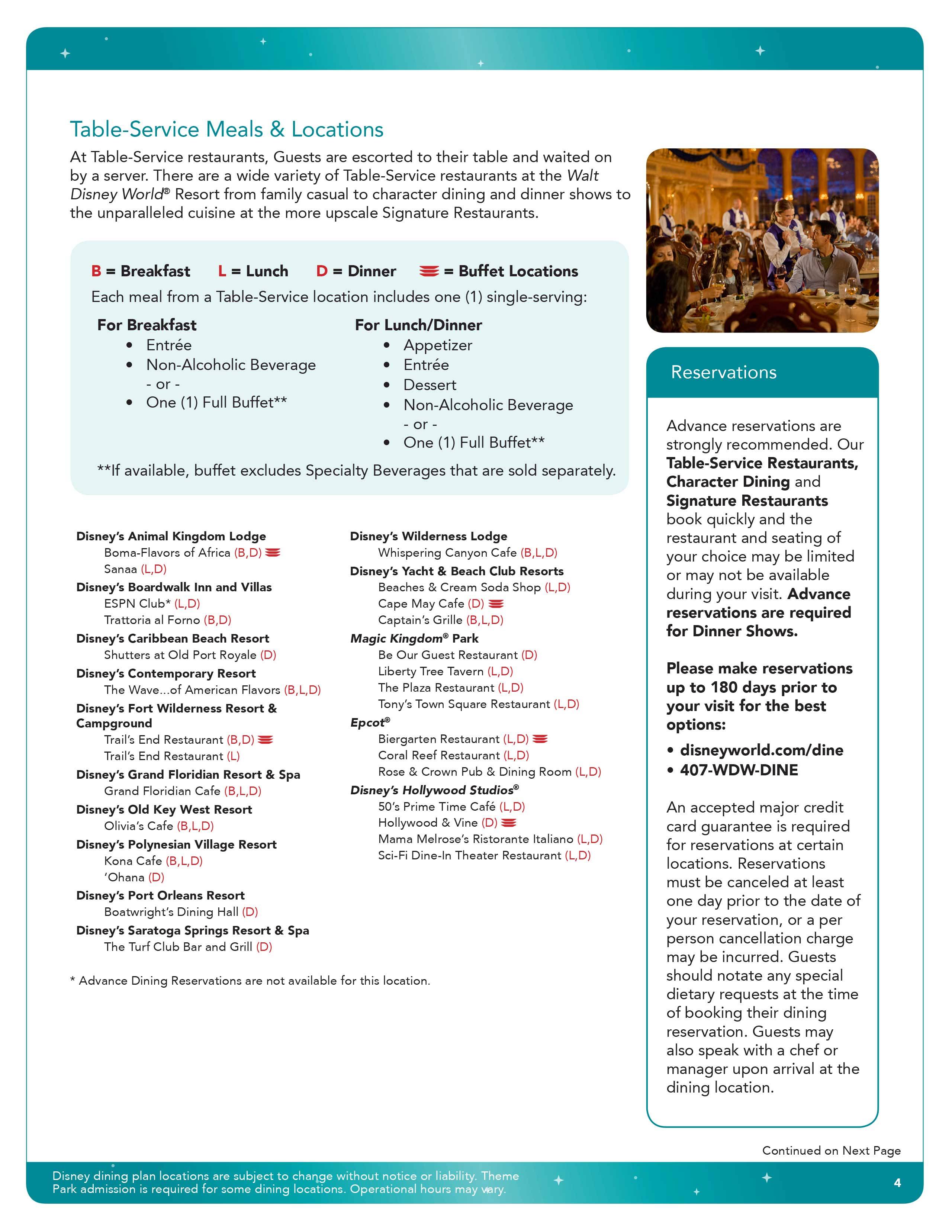 2016 Disney Platinum Dining Plan brochure - Page 9