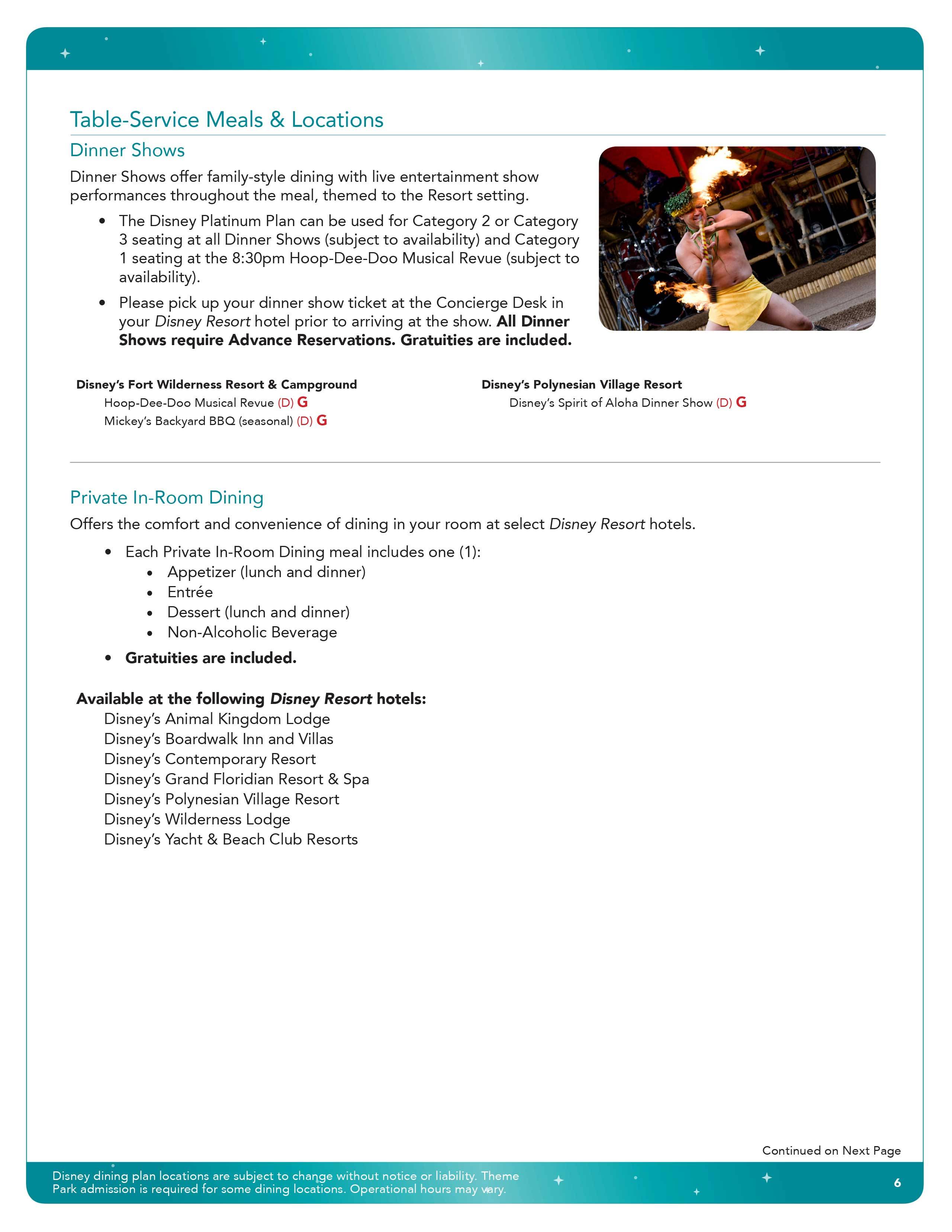 2016 Disney Platinum Dining Plan brochure - Page 11