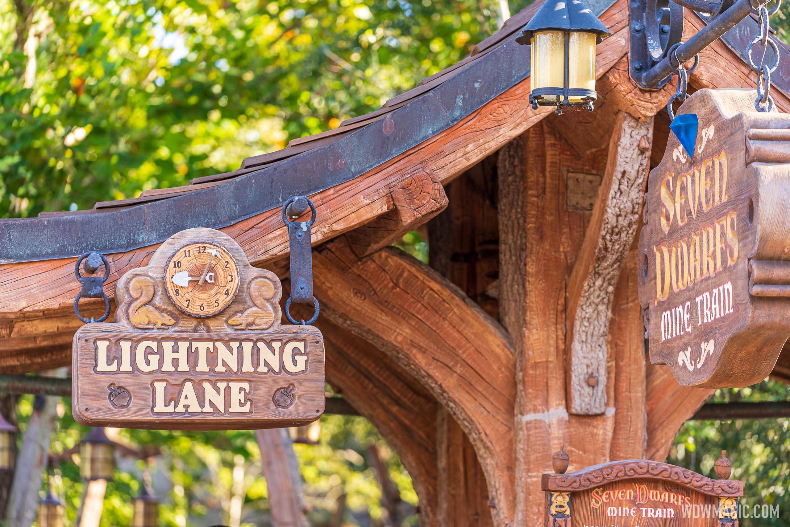 Lightning Lane signs at Magic Kingdom