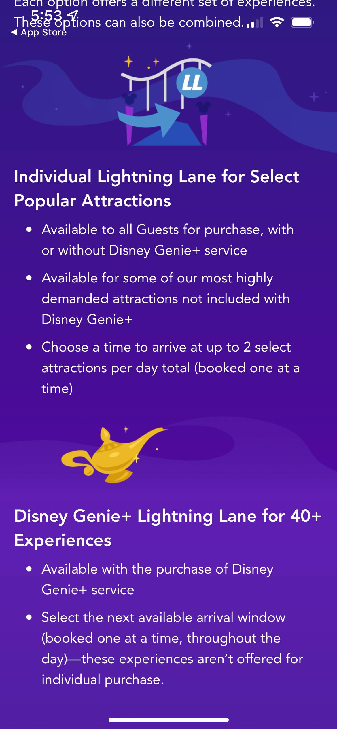 My Disney Experience explanation of Lightning Lane