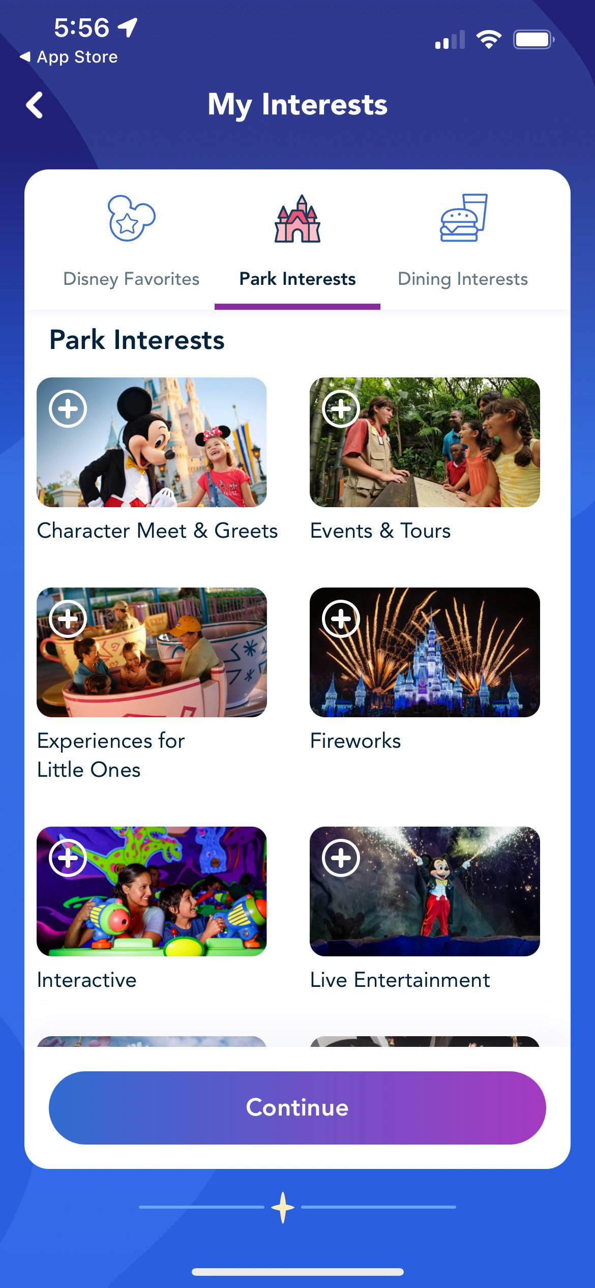 Screenshots - Disney Genie day planning - 'My Day' setup