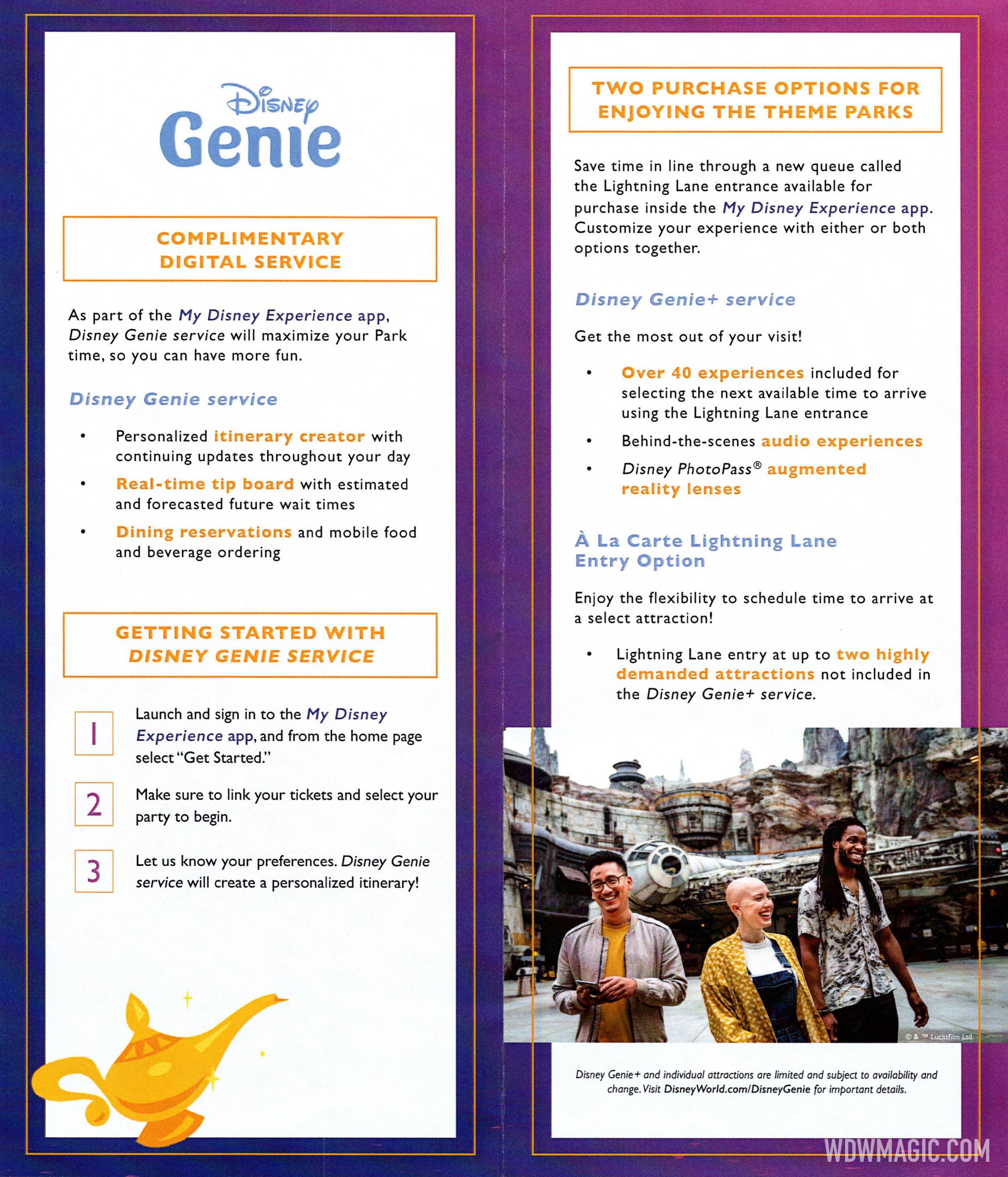 Disney Genie in-park guide flyer