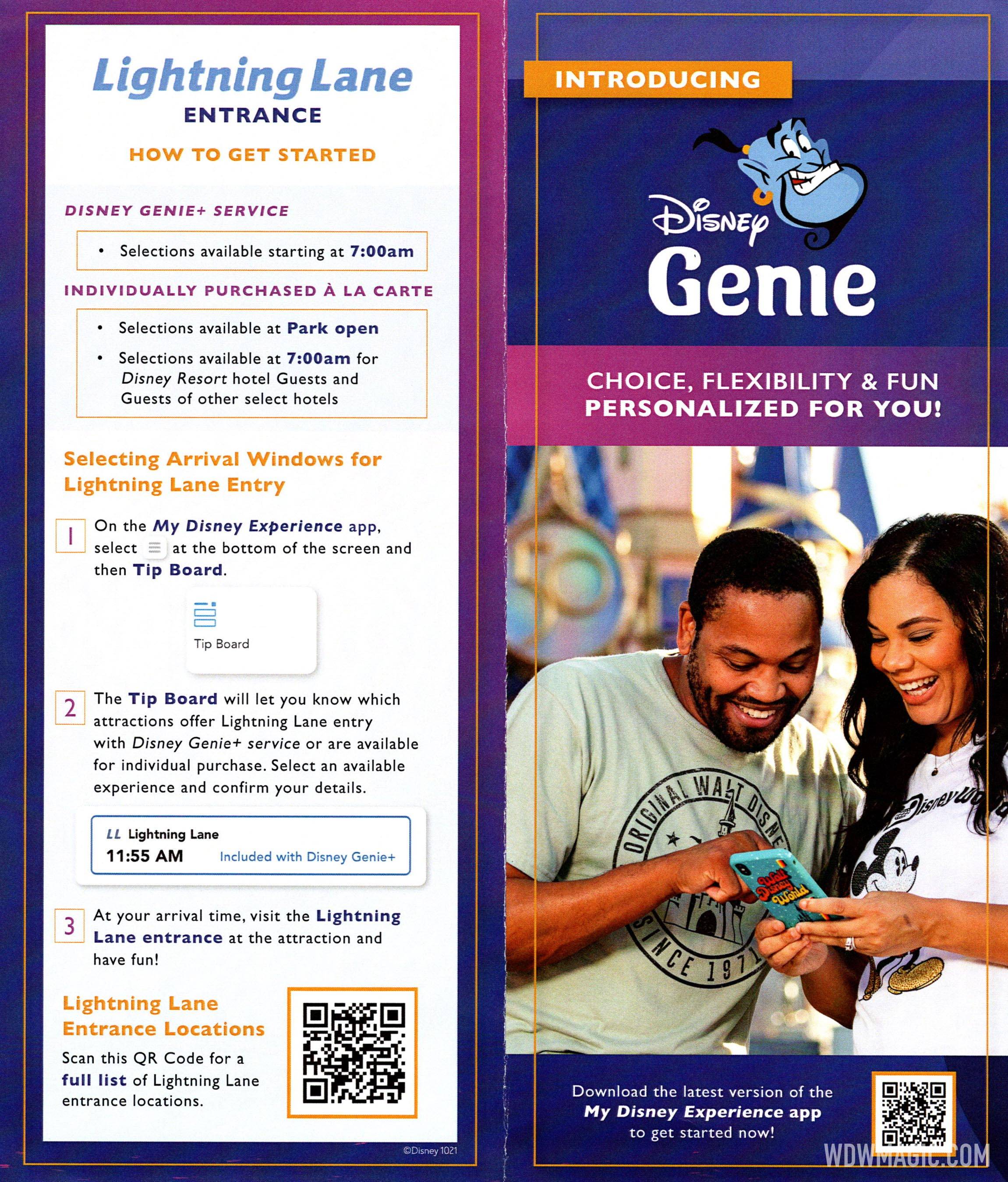 Disney Genie in-park guide flyer