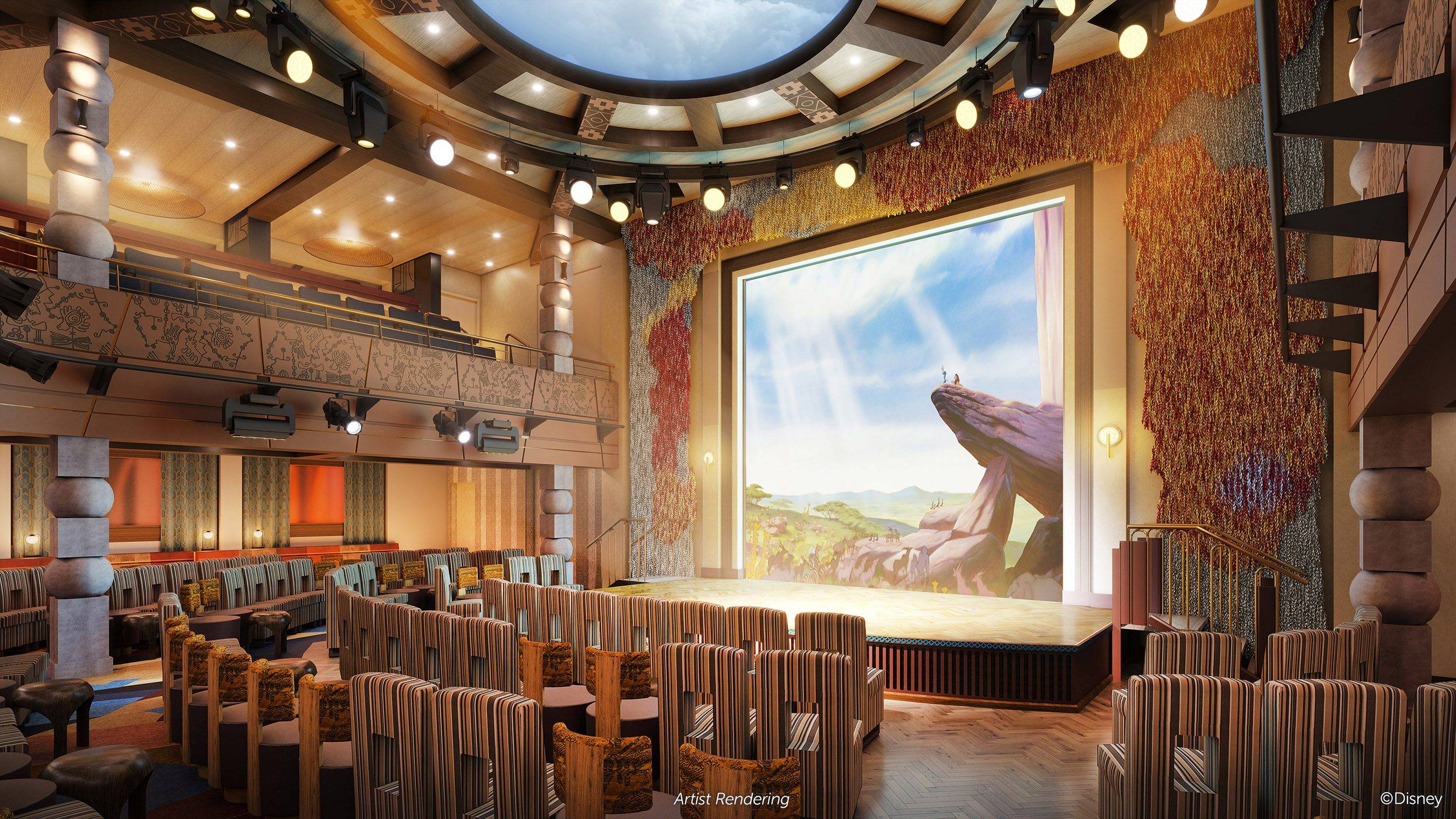 Named for the lioness matriarch from Disney’s “The Lion King,” Sarabi will be a central hub for a multitude of daytime activities and adult-exclusive evening entertainment onboard Disney Cruise Line’s newest ship, the Disney Treasure, serving as the perfect gathering place for families.