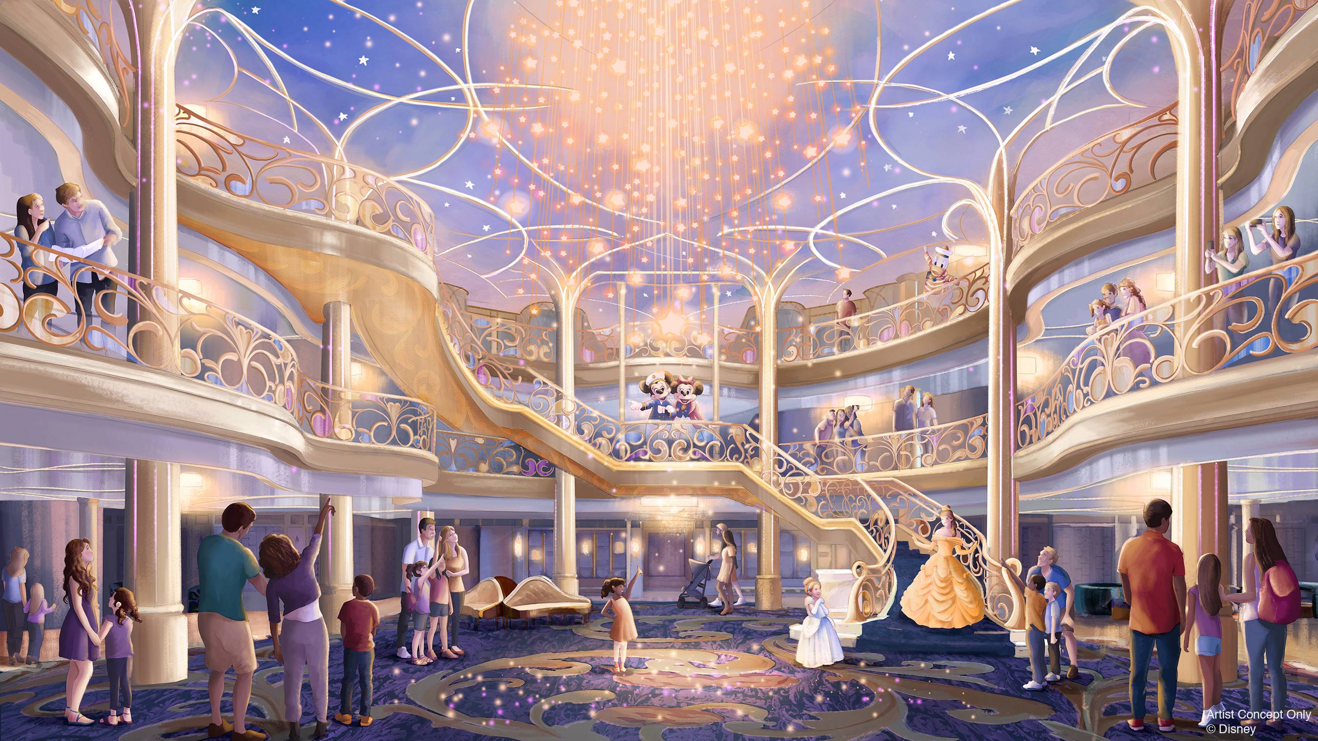 Disney shows off new concept art of 'The Grand Hall' aboard the Disney Wish