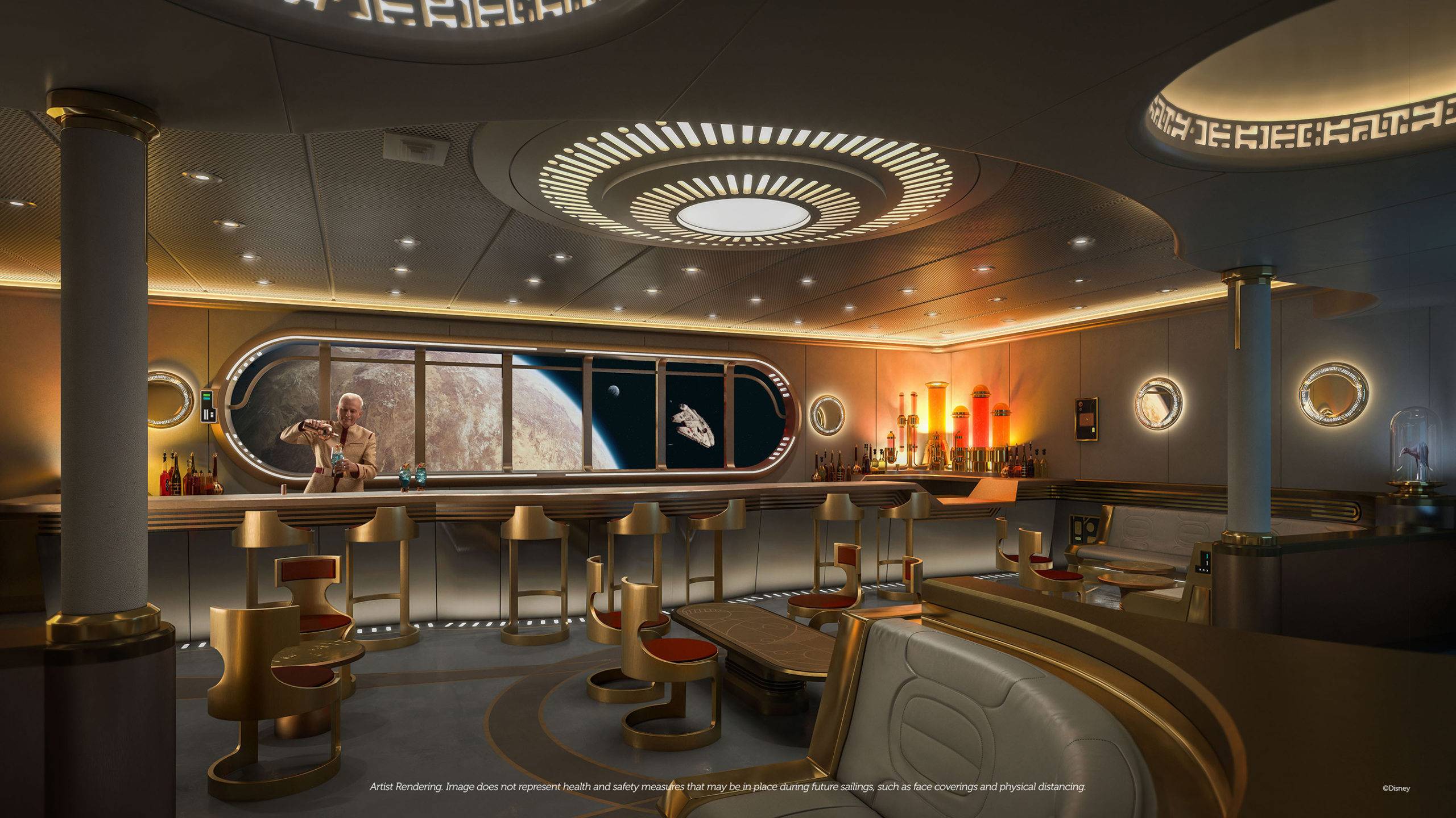 'Star Wars - Hyperspace Lounge' brings a high-end bar styled as a luxurious yacht-class spaceship to the Disney Wish