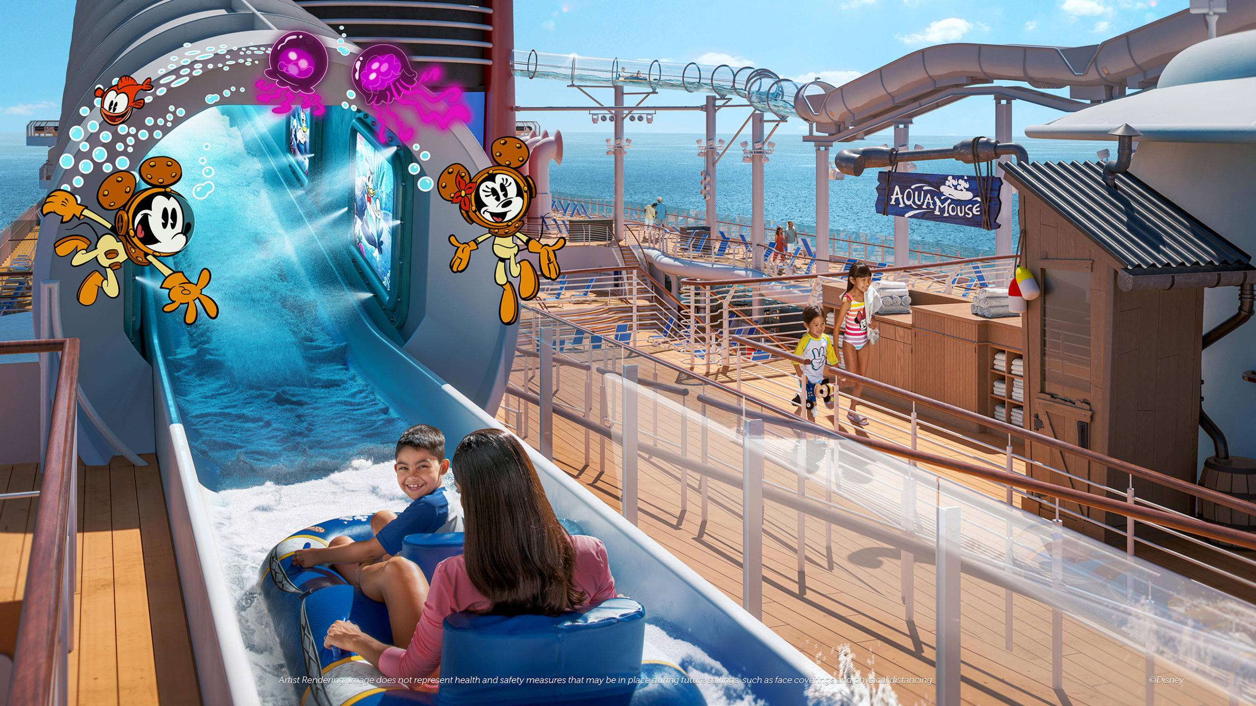 Coming to the Disney Wish - AquaMouse - the first Disney attraction at sea