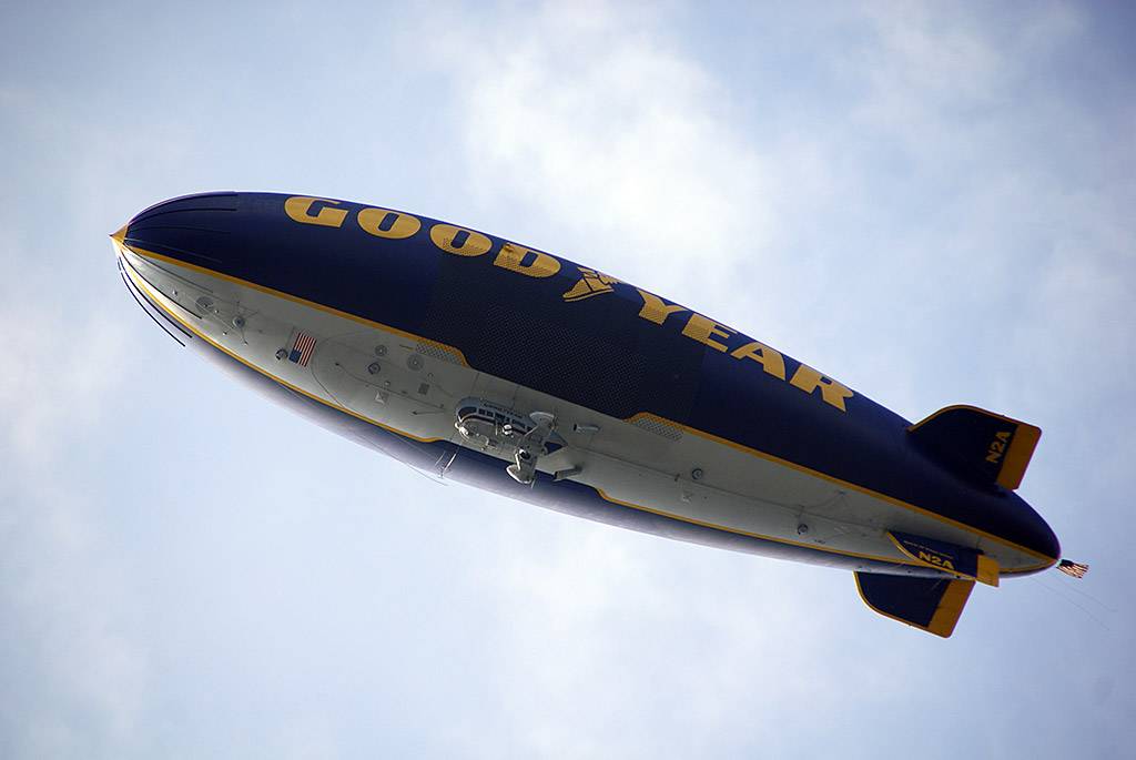 Goodyear Blimp over the Magic Kingdom for the Christmas Parade taping