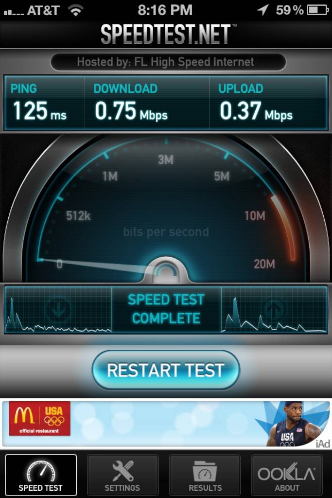Speed test in Town Square